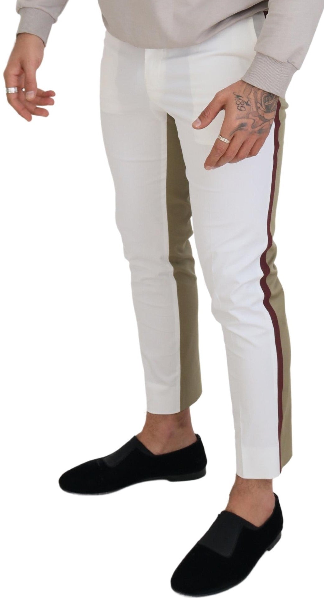 Dolce &amp; Gabbana Бели кафяви тесни чино панталони