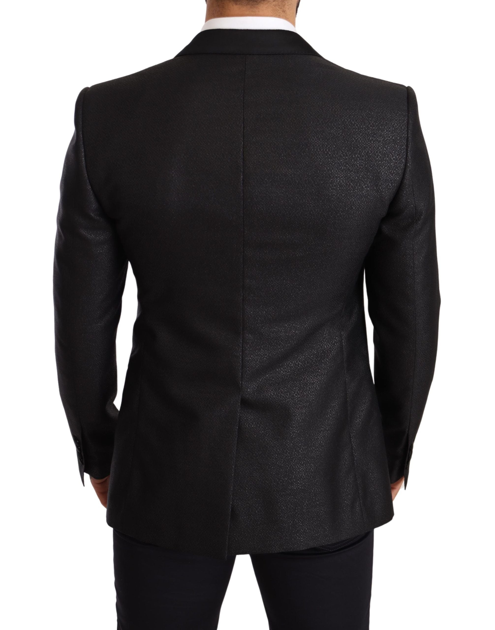 Dolce & Gabbana Elegant Black Metallic Slim Fit Blazer Jacket