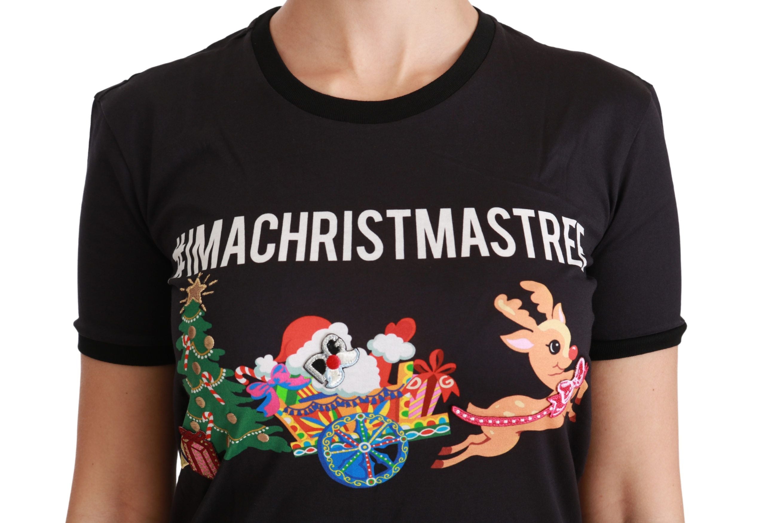 Dolce &amp; Gabbana Черна горна тениска #ImAChristmasTree Crewneck