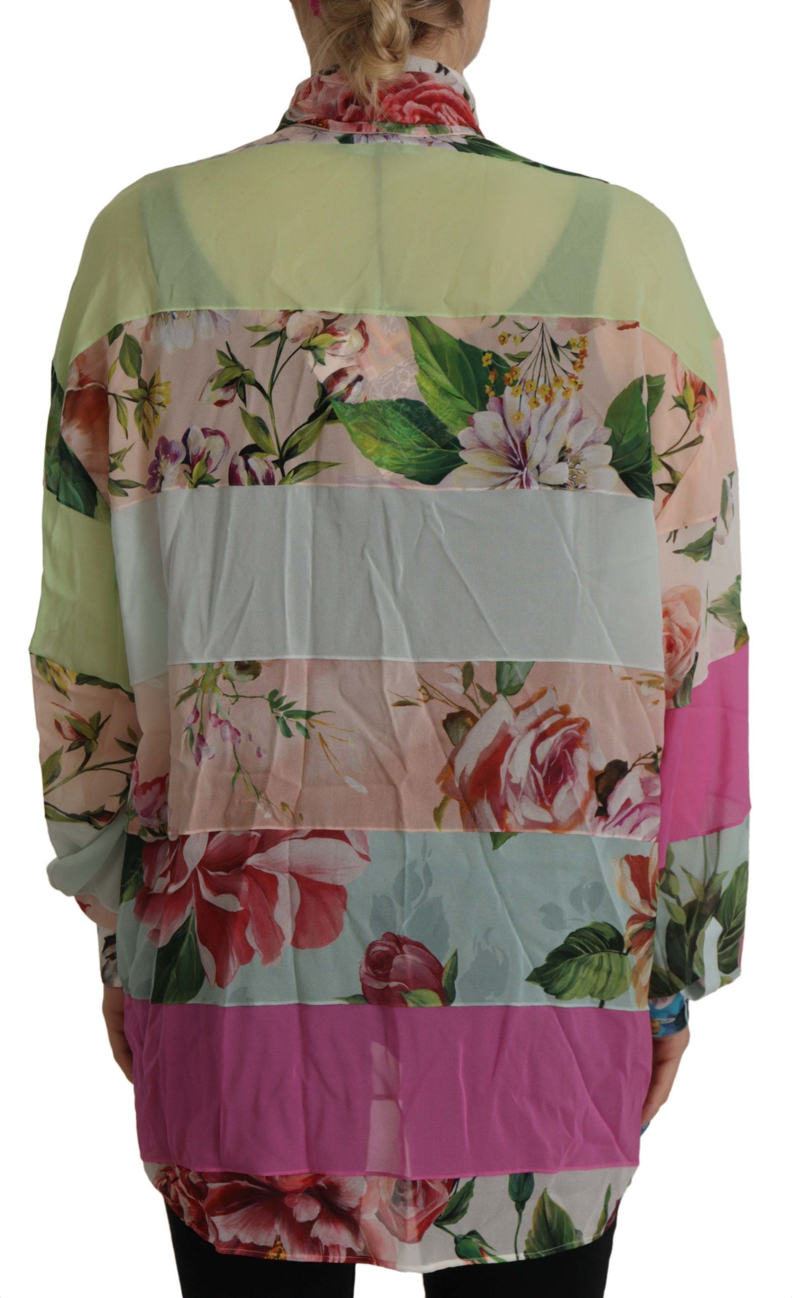 Dolce &amp; Gabbana Многоцветен флорален пачуърк дизайн Ascot горна блуза с яка