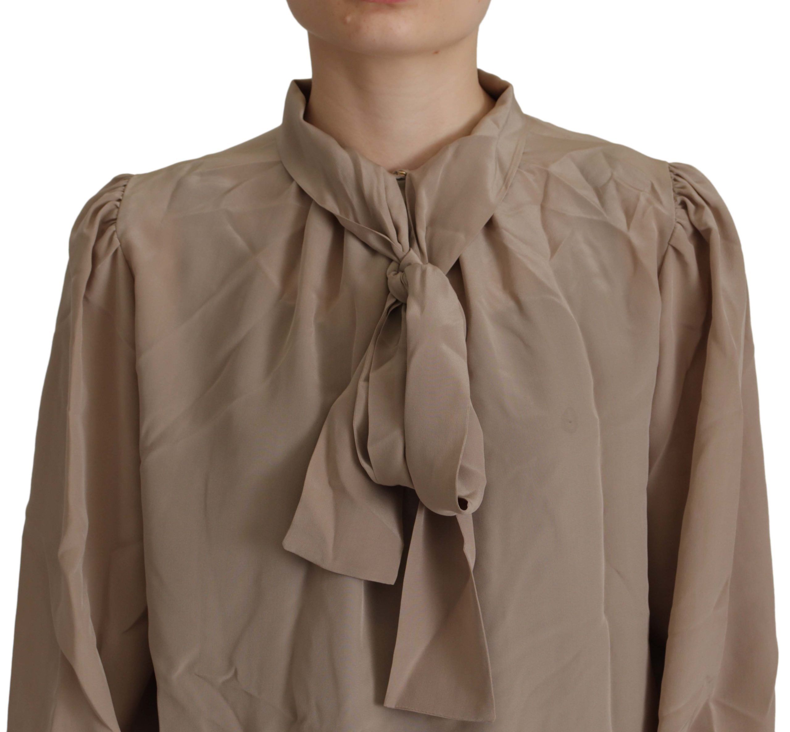 Dolce &amp; Gabbana Кафява горна блуза с колан и яка