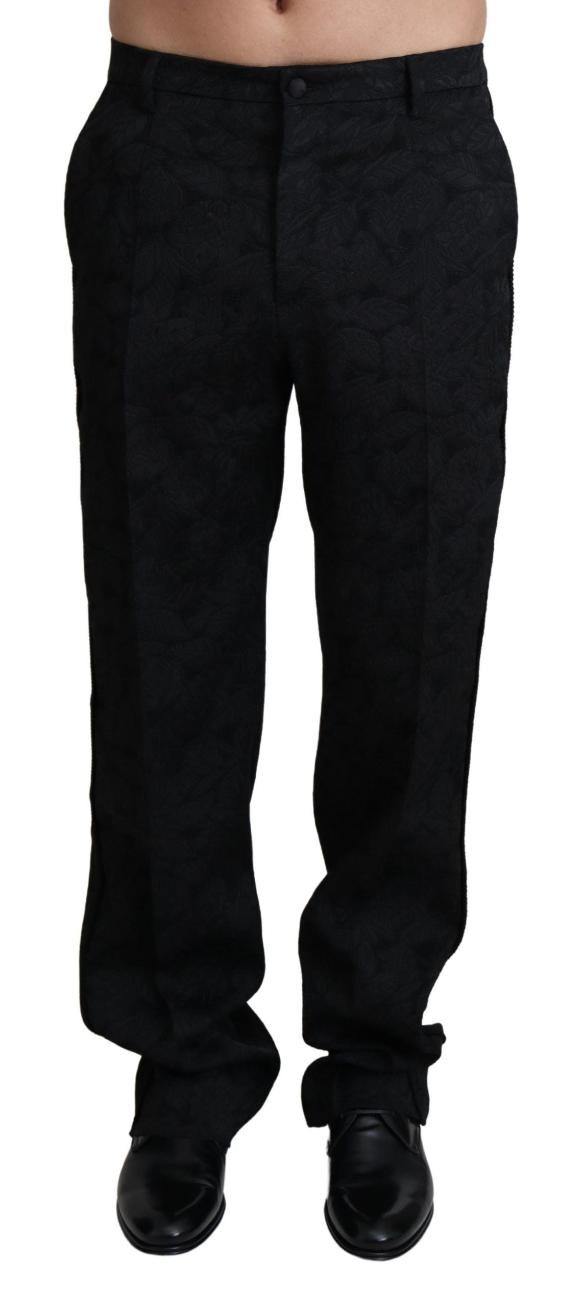 Официални мъжки панталони с черен жакард Dolce &amp; Gabbana