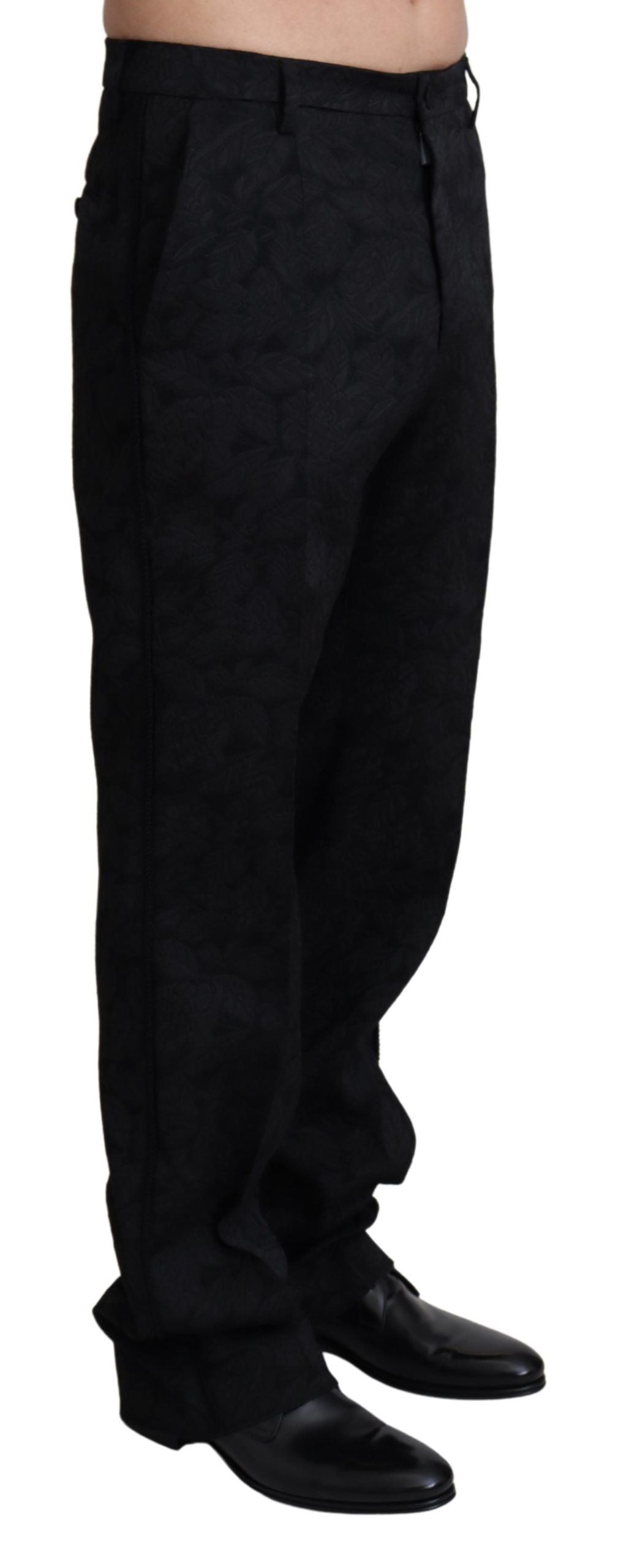 Официални мъжки панталони с черен жакард Dolce &amp; Gabbana