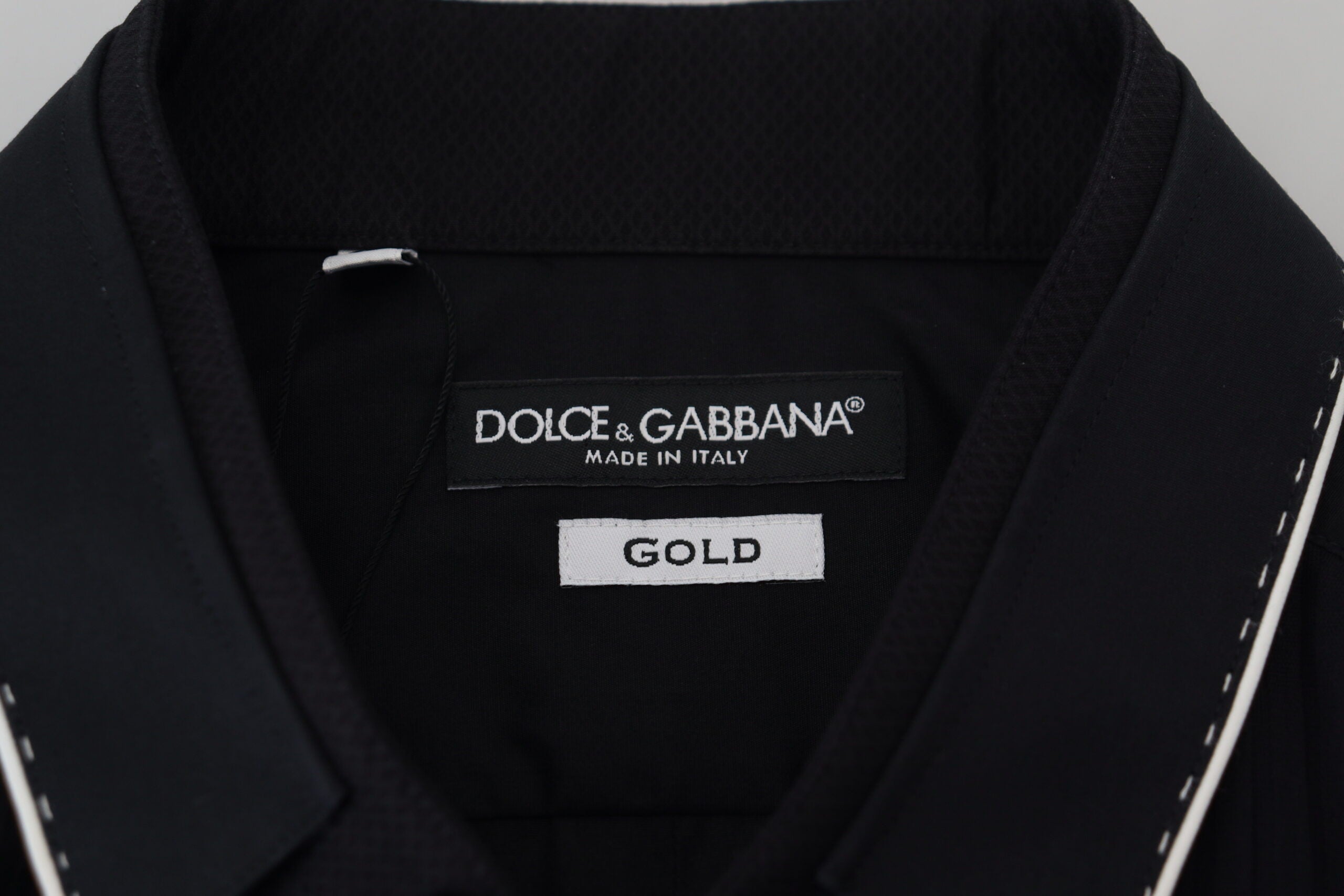 Dolce &amp; Gabbana GOLD черна памучна риза смокинг