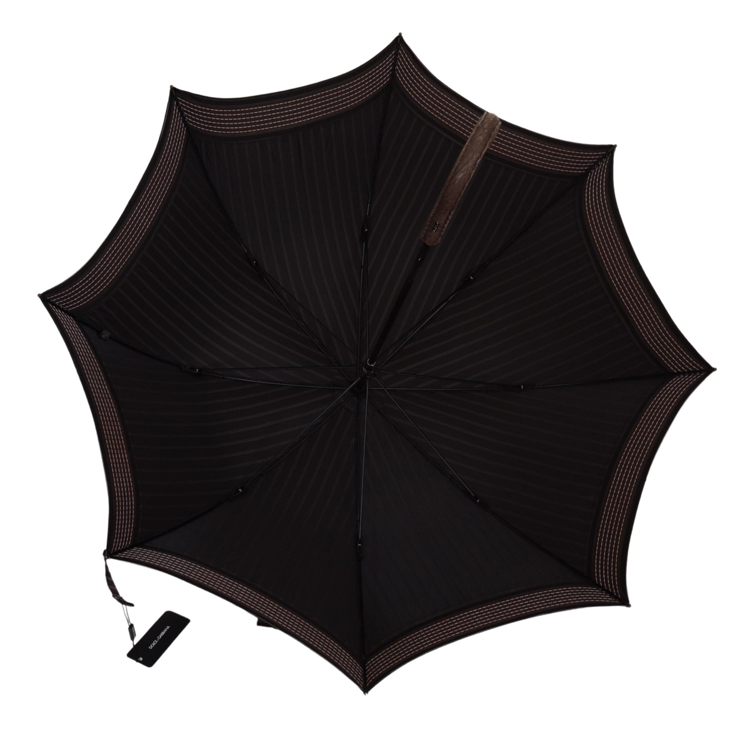 Сгъваем чадър Sartoria с кафява кожена дръжка на Dolce &amp; Gabbana