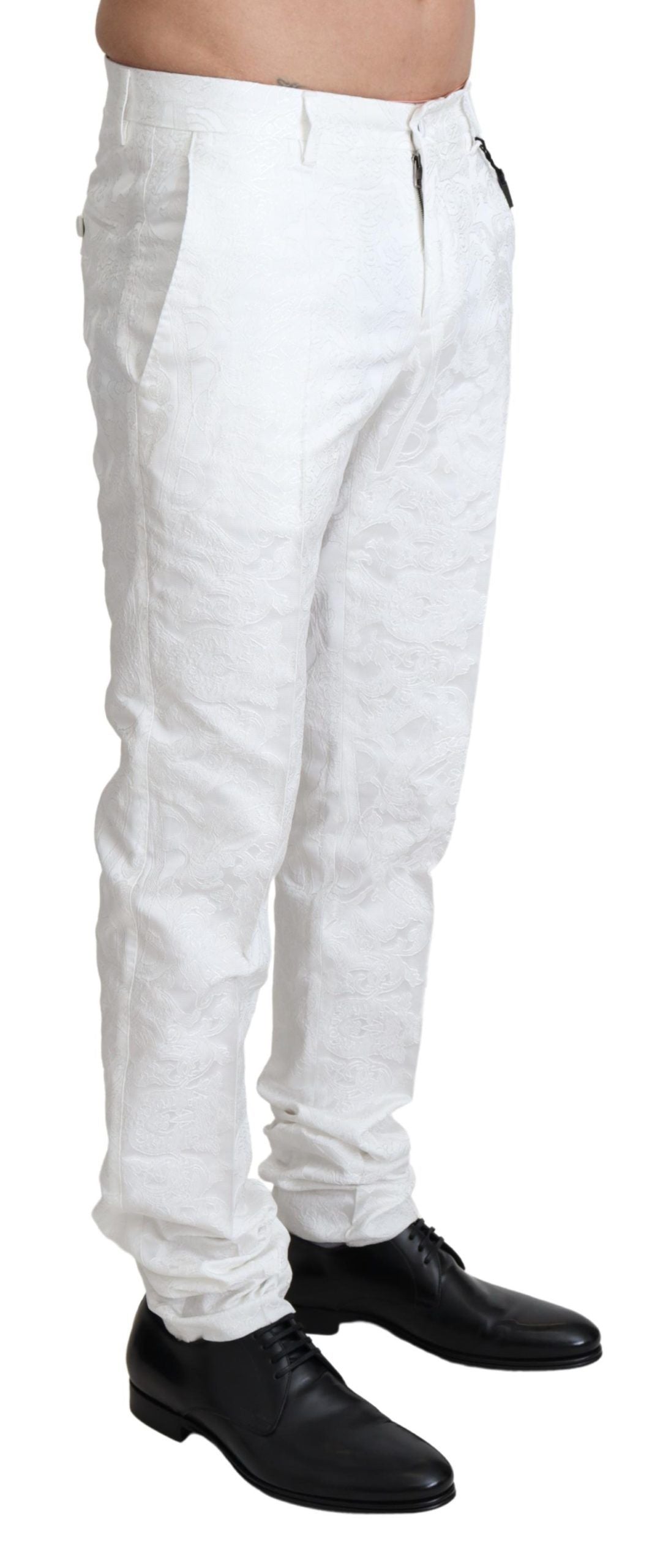 Dolce &amp; Gabbana Бял брокатен жакардов панталон с панталон