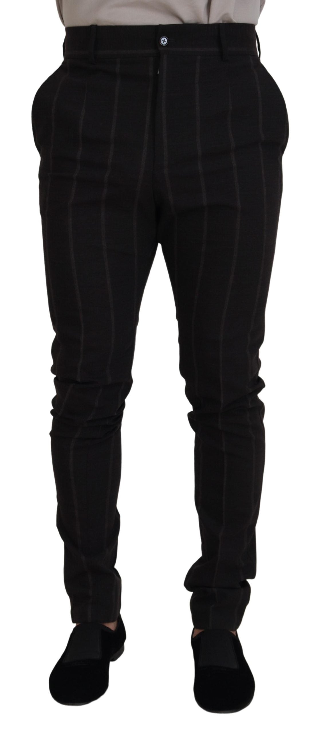 Официални мъжки панталони Dolce &amp; Gabbana, черни вълнени чино