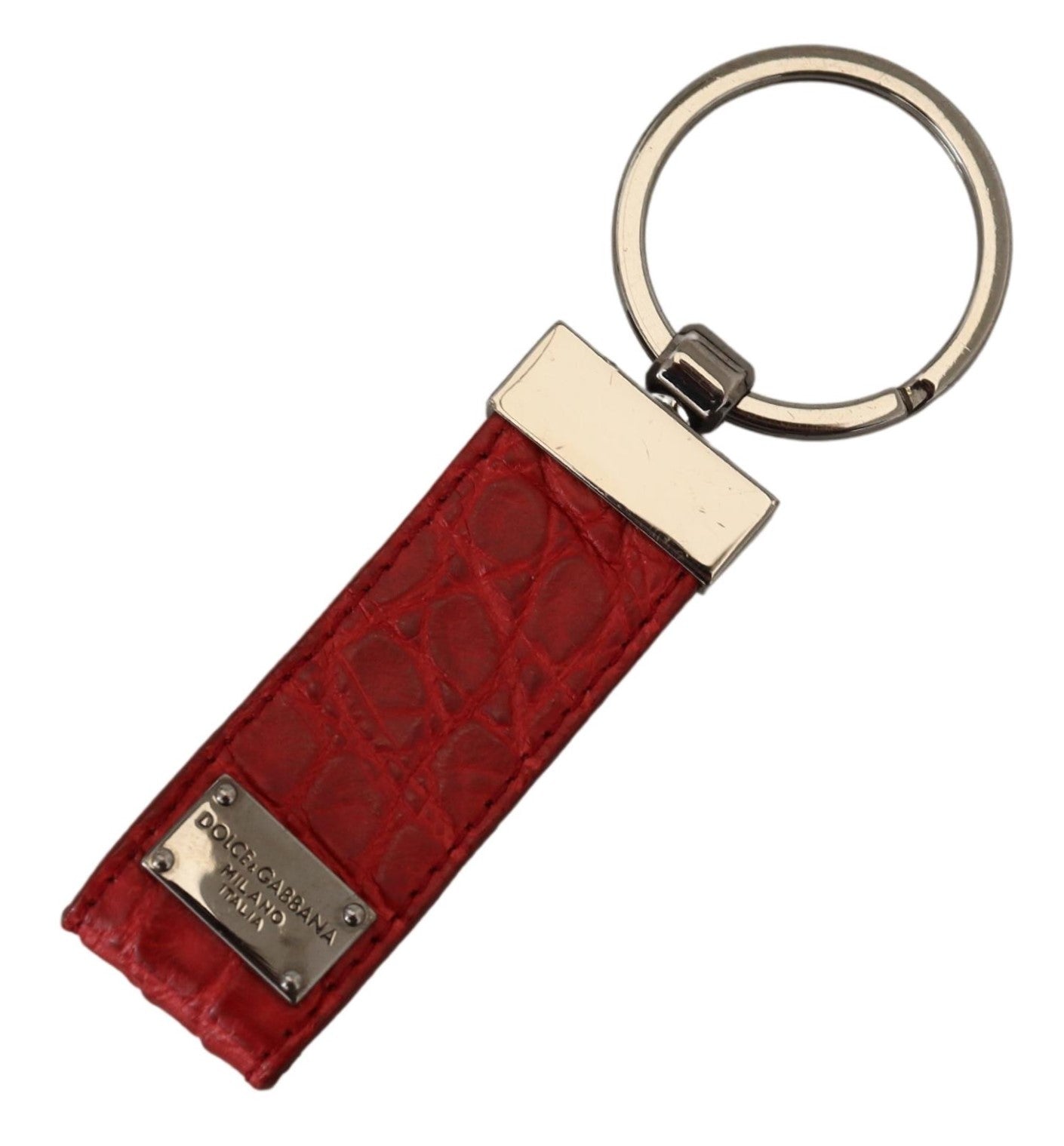 Сребърен месингов ключодържател Dolce &amp; Gabbana с червено кожено лого