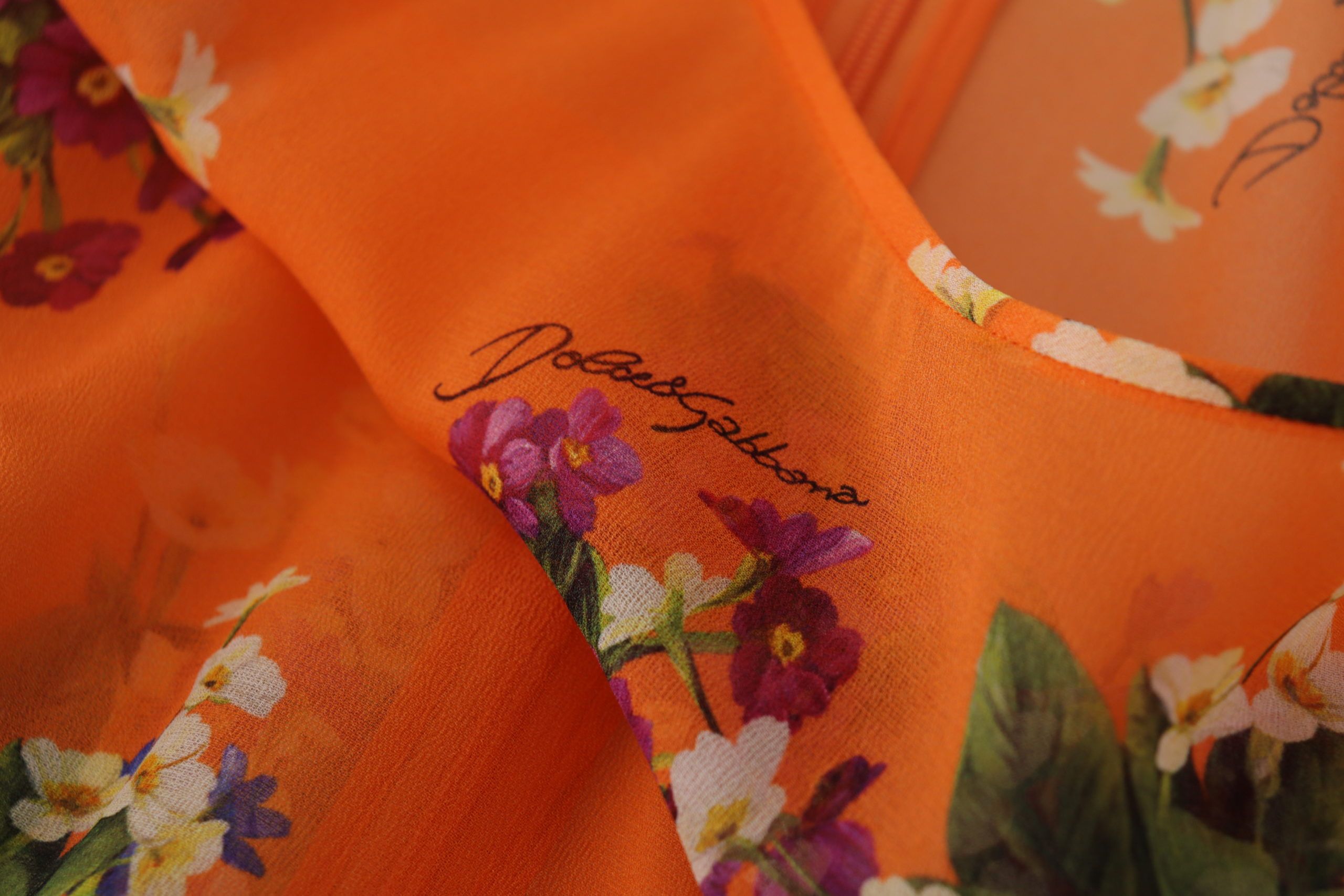 Оранжева блуза с дълъг ръкав с флорален принт Dolce &amp; Gabbana