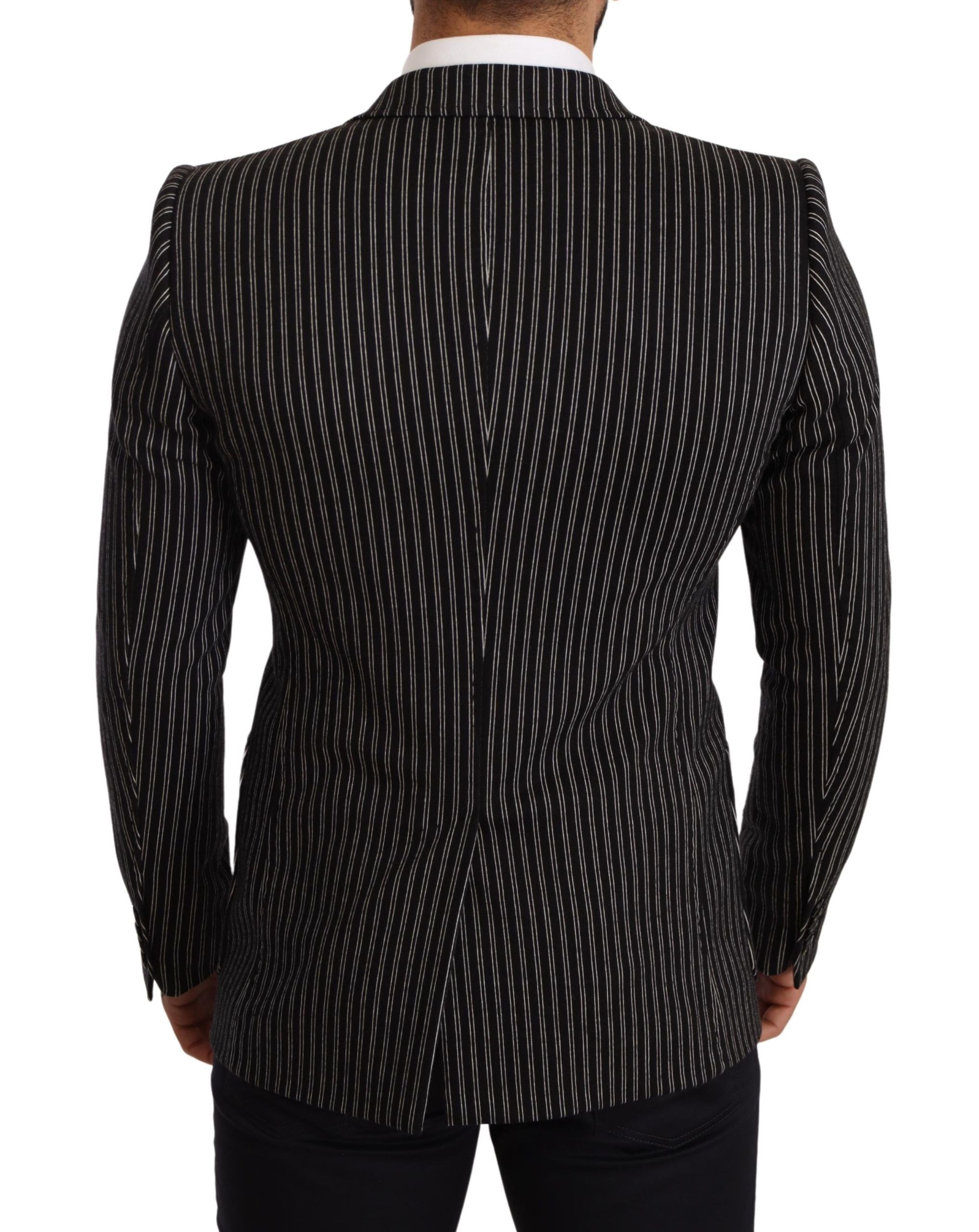 Dolce & Gabbana Elegant Black Striped Virgin Wool Blazer
