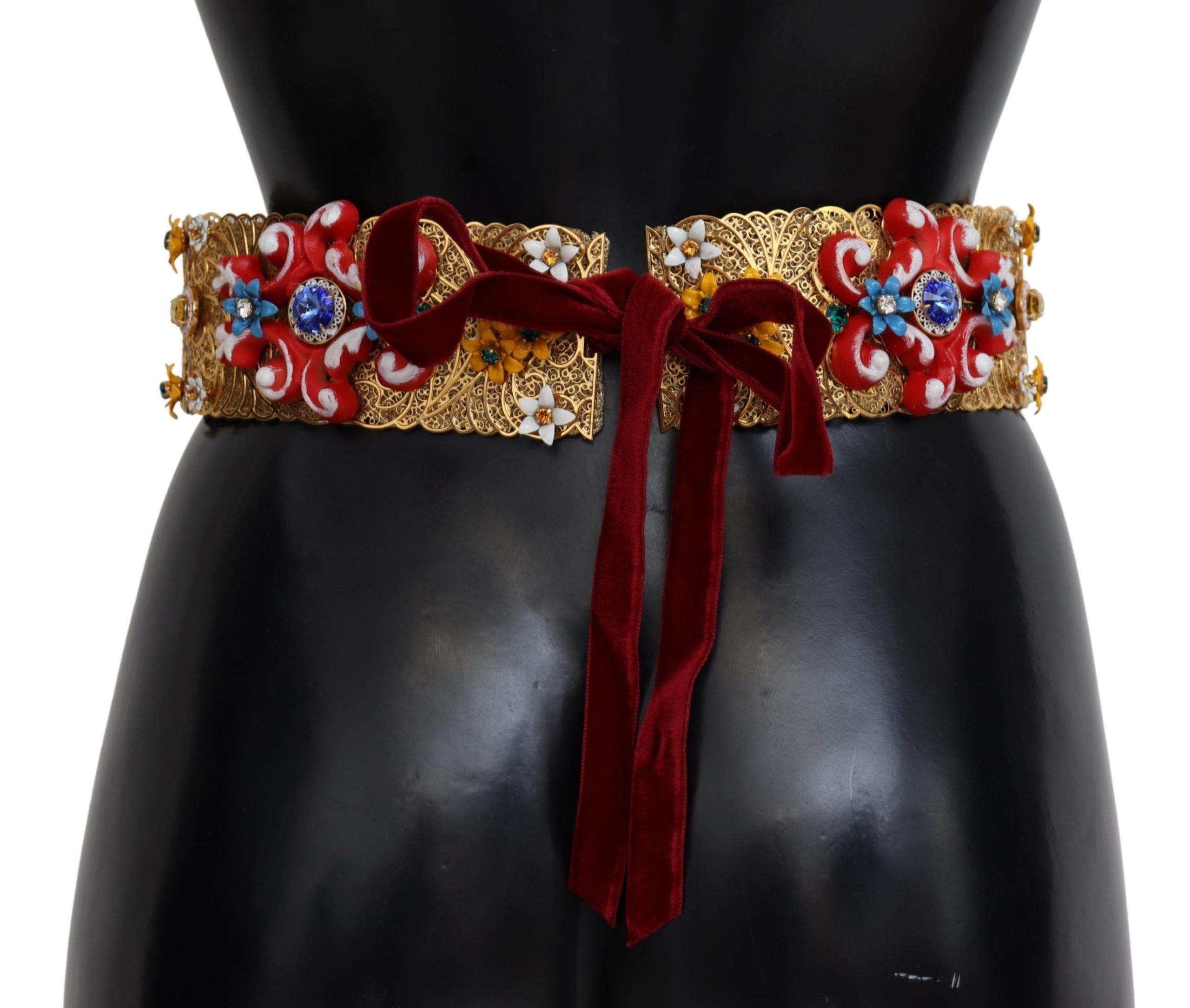 Dolce & Gabbana Gold-Tone Floral Crystal Waist Belt