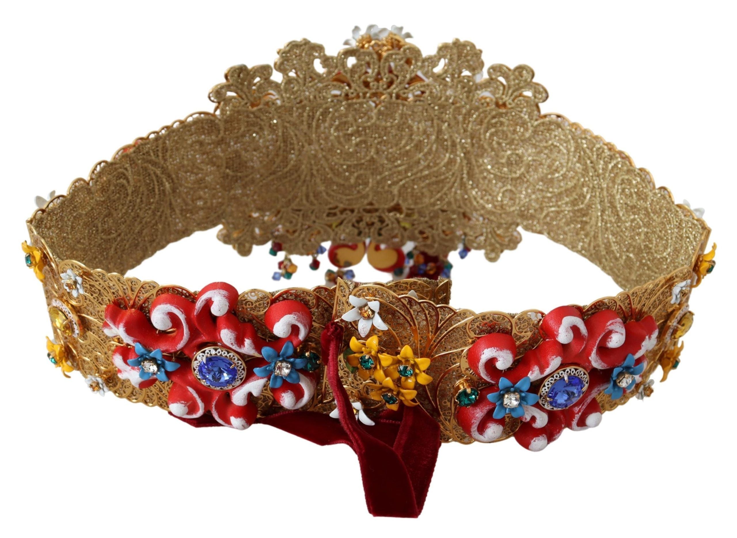 Dolce &amp; Gabbana, украсен с флорални кристали, колан с широка талия