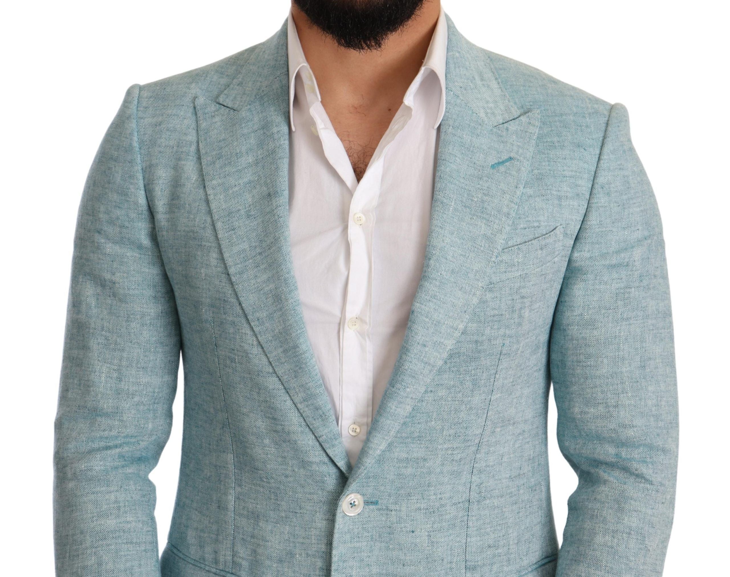 Dolce & Gabbana Elegant Light Blue Linen Blazer