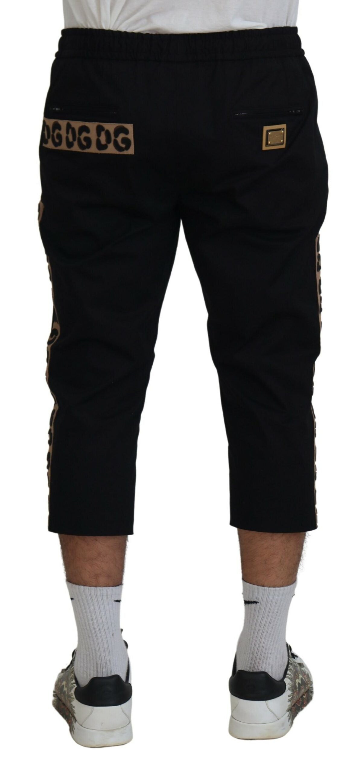 Dolce &amp; Gabbana Черни памучни ластични панталони с лого DG