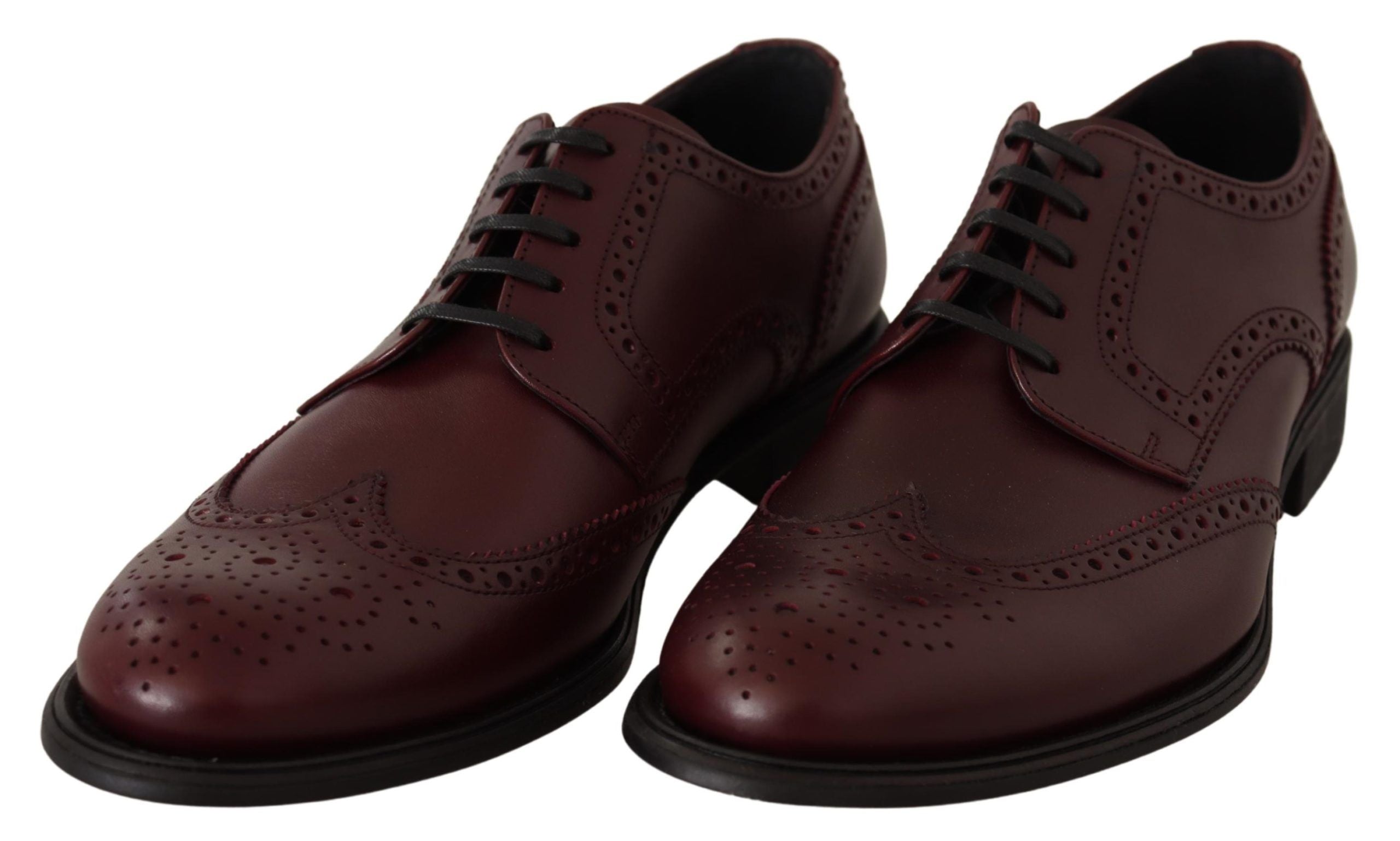 Dolce &amp; Gabbana Бордо кожени официални обувки Oxford Wingtip