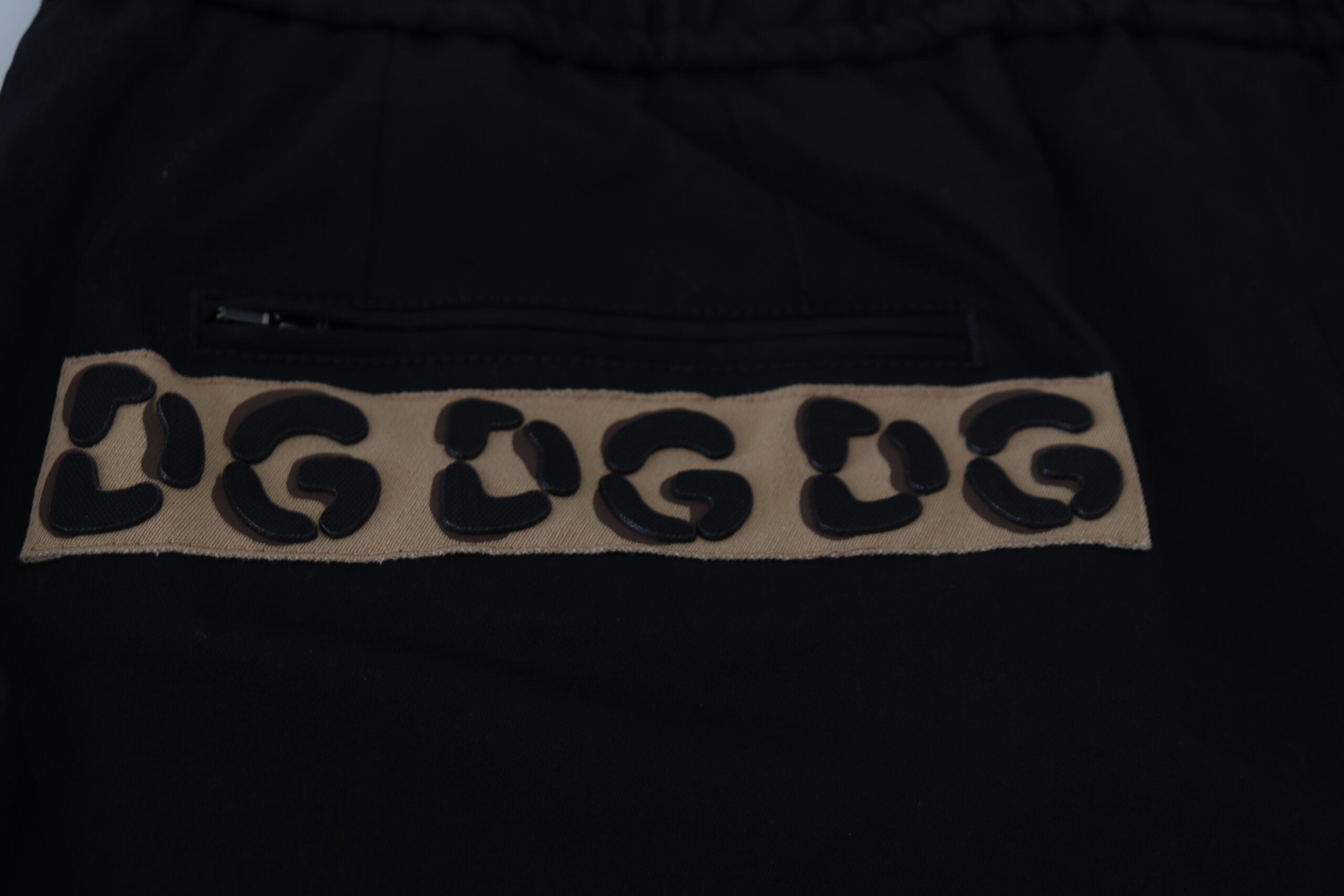 Dolce &amp; Gabbana Черни памучни ластични панталони с лого DG