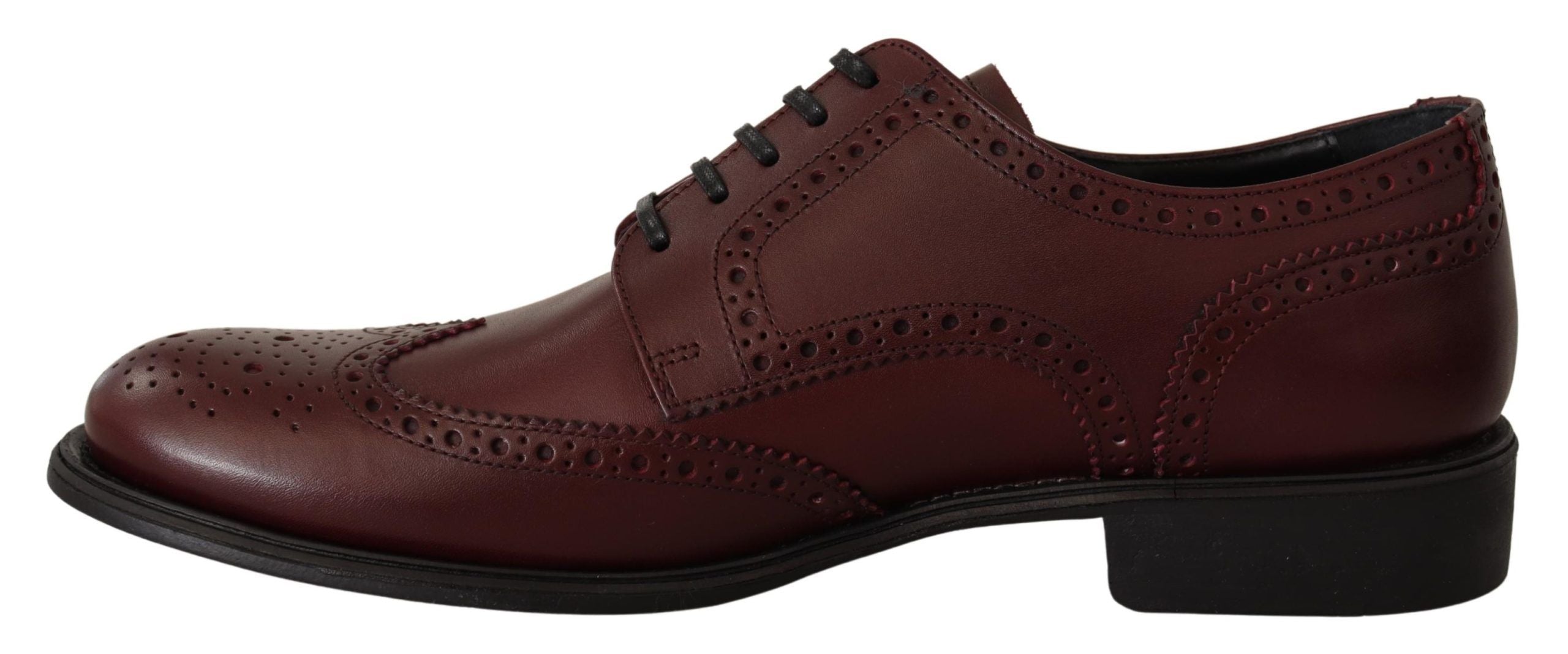 Dolce &amp; Gabbana Бордо кожени официални обувки Oxford Wingtip