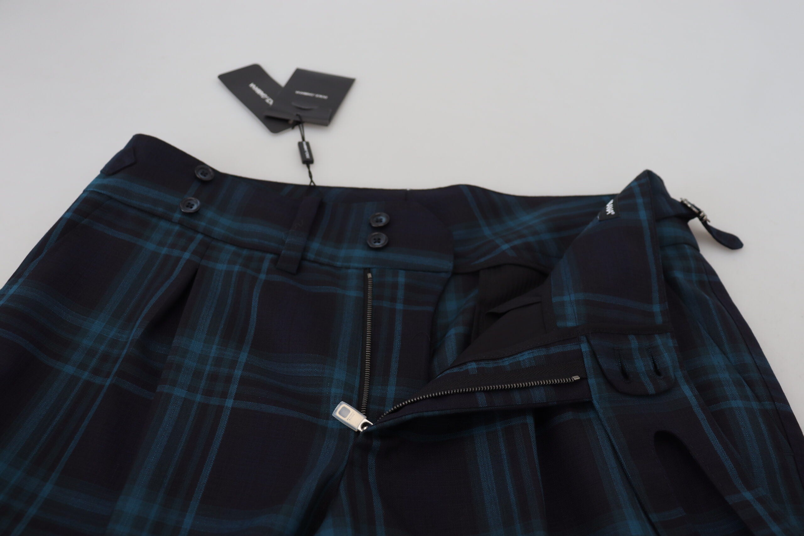 Вълнени панталони Dolce &amp; Gabbana в синьо лилаво каре