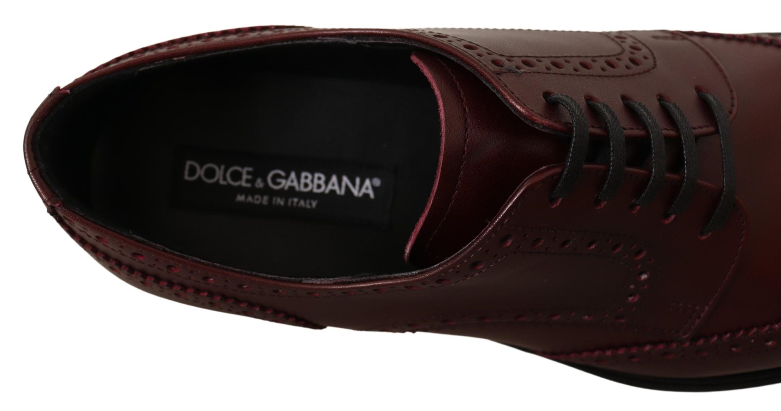 Dolce &amp; Gabbana Бордо кожени официални обувки Oxford Wingtip