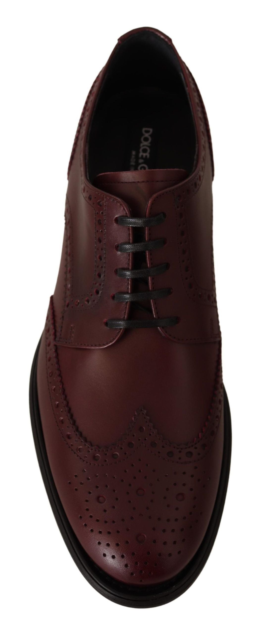 Dolce &amp; Gabbana Бордо кожени официални обувки Oxford Wingtip