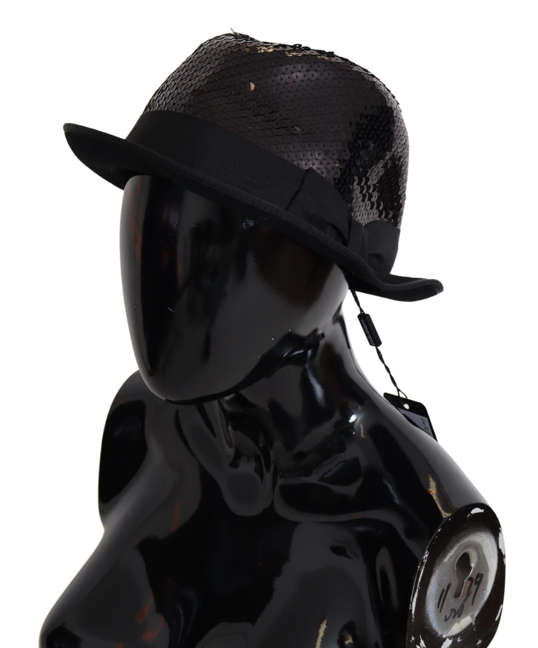 Черна полиестерна дамска шапка с пайети Dolce &amp; Gabbana Fedora Capello
