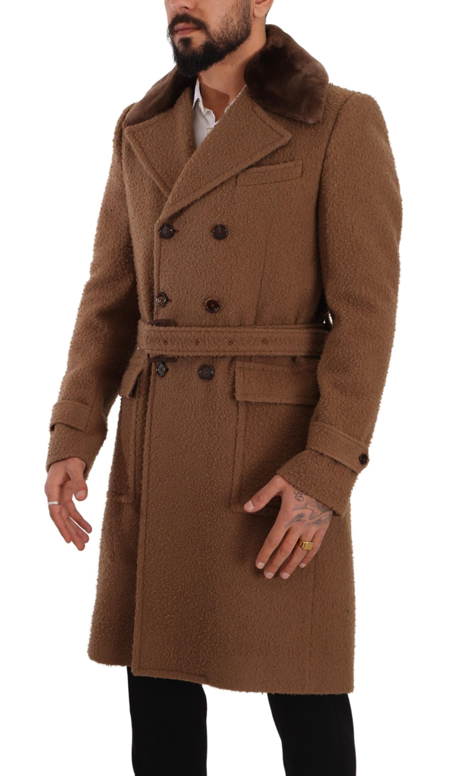 Dolce & Gabbana Elegant Double Breasted Wool Overcoat