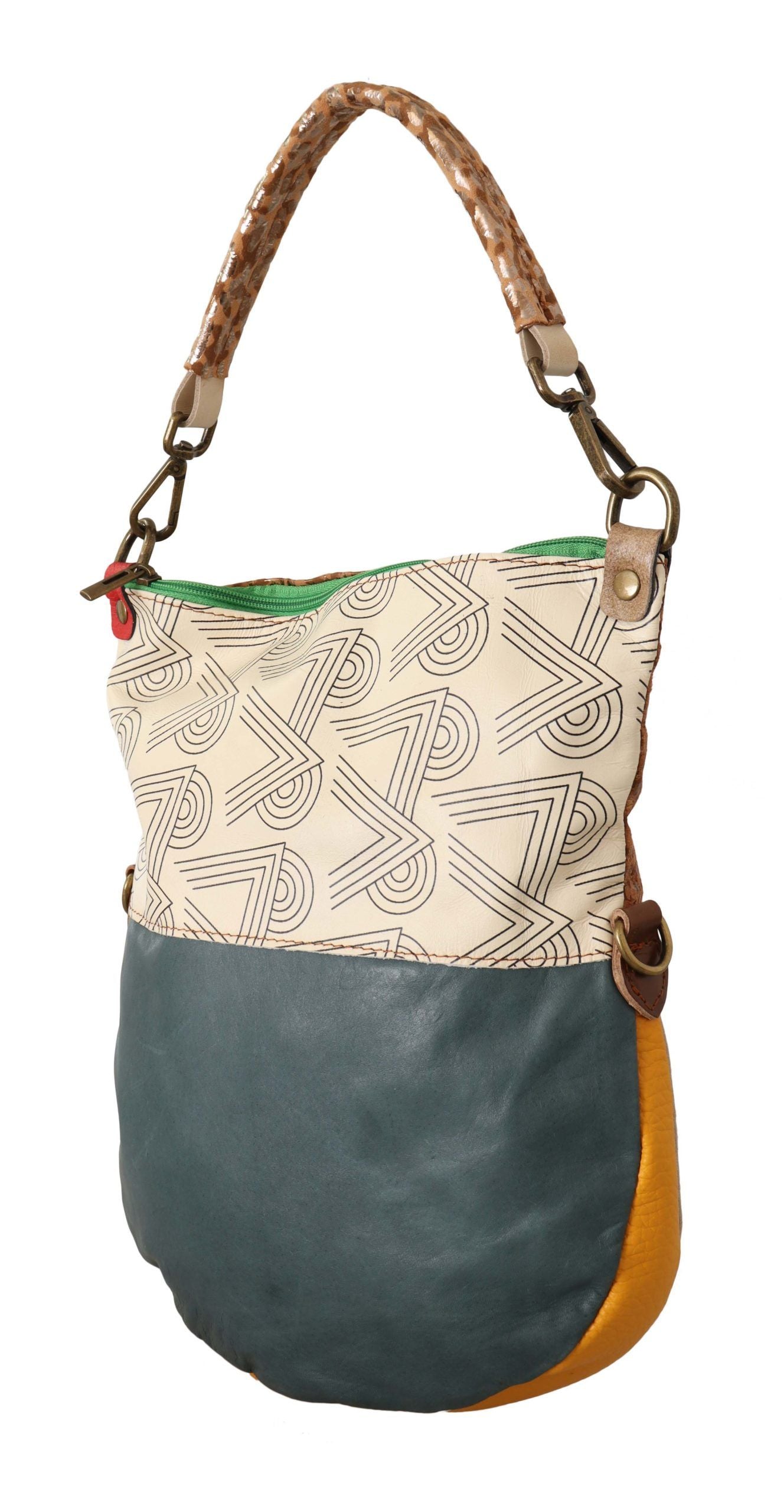 EBARRITO Многоцветна дамска чанта с презрамка за рамо от естествена кожа