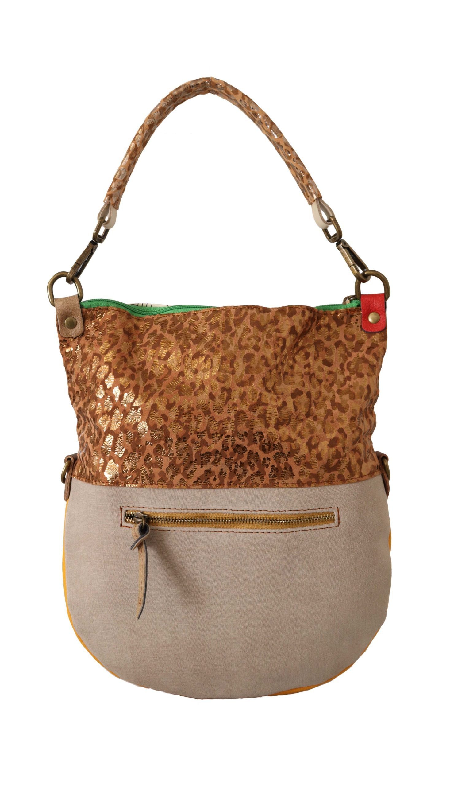 EBARRITO Многоцветна дамска чанта с презрамка за рамо от естествена кожа