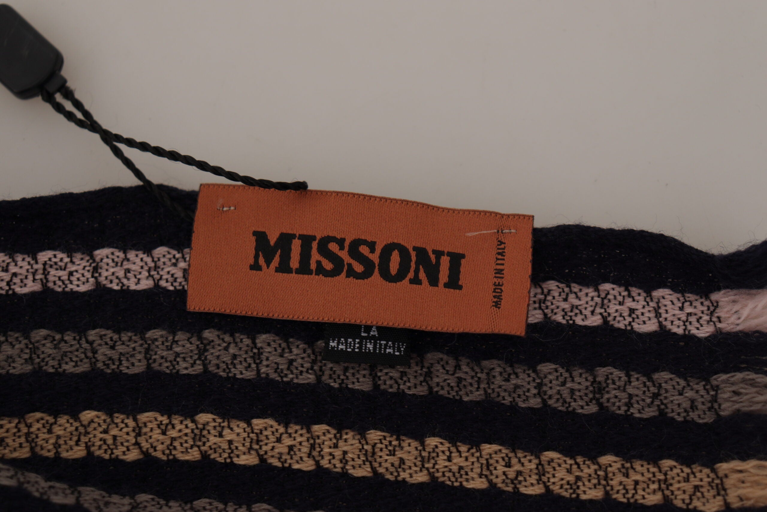 Шал с вълнени плетени ресни Missoni с многоцветни ивици