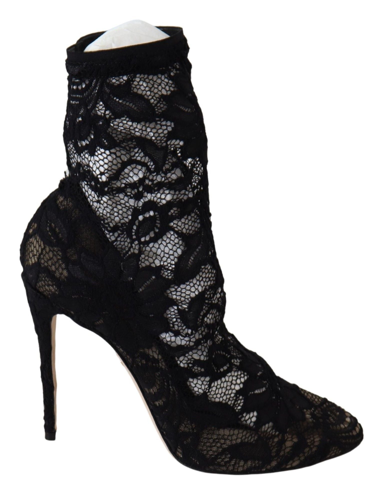 Ботуши с висок ток Dolce &amp; Gabbana Черна дантела Таормина Обувки