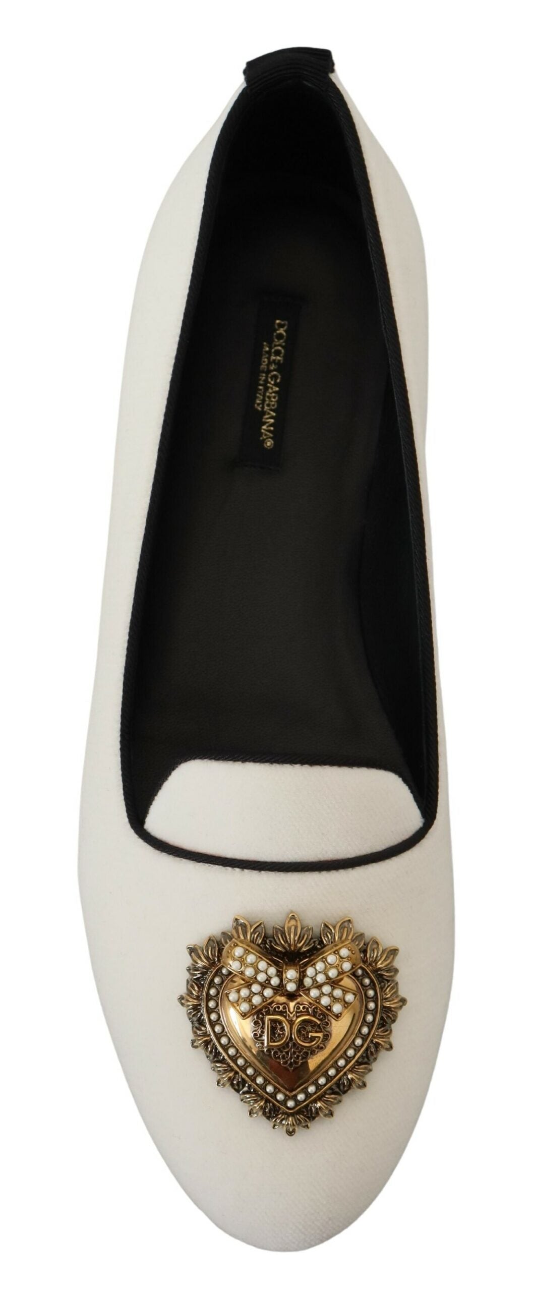 Dolce &amp; Gabbana Бели кадифени мокасини Обувки с равни обувки