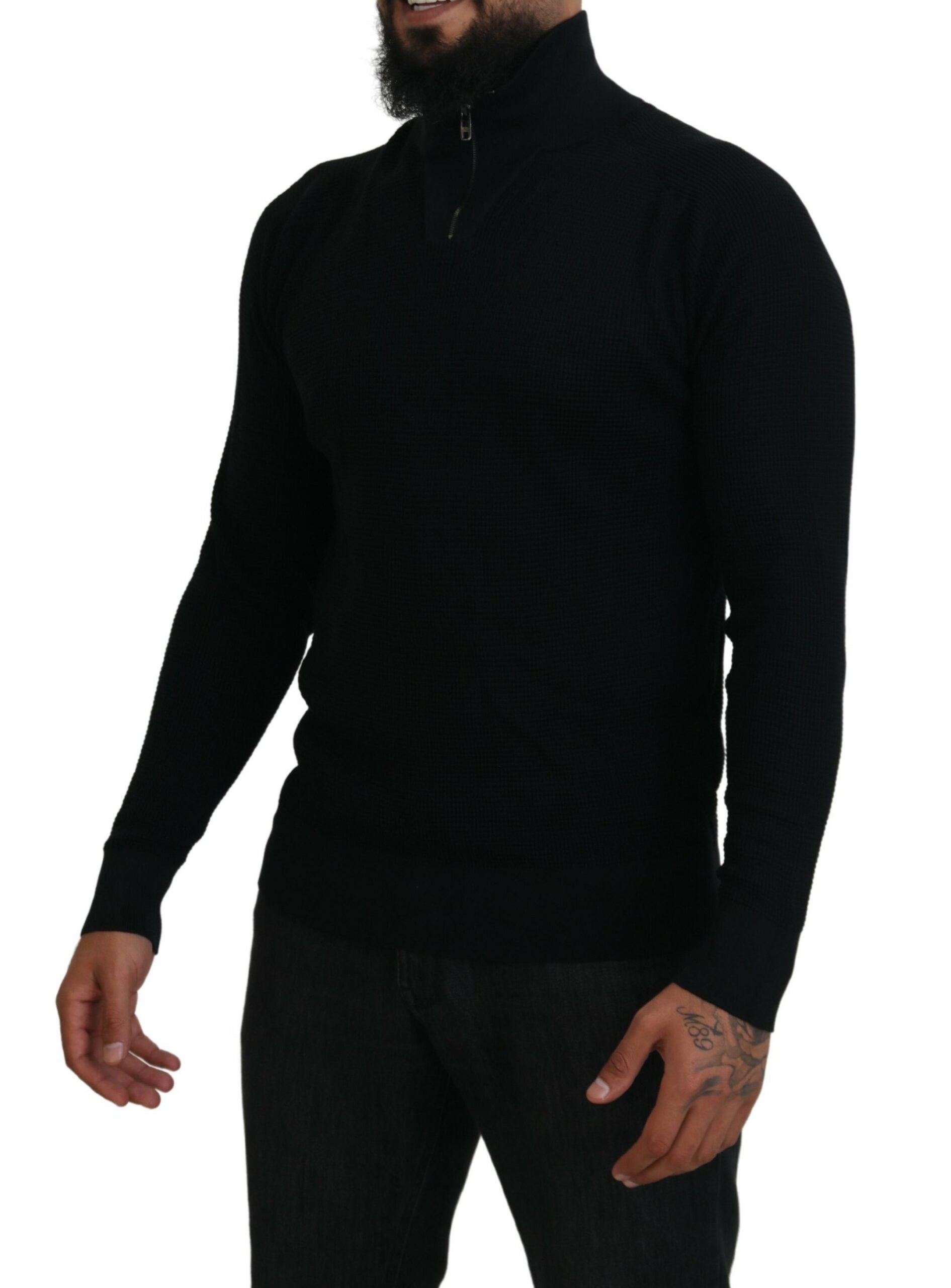 Dolce & Gabbana Elegant Silk Blend Black Pullover Sweater