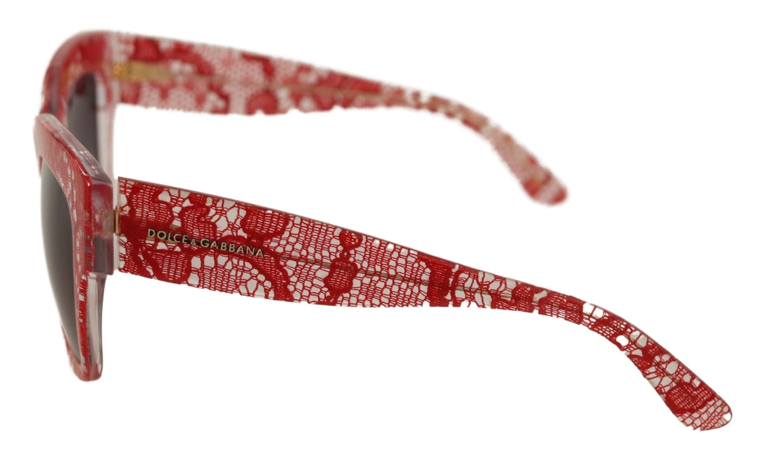 Слънчеви очила Dolce &amp; Gabbana с червен дантелен ацетат и правоъгълник