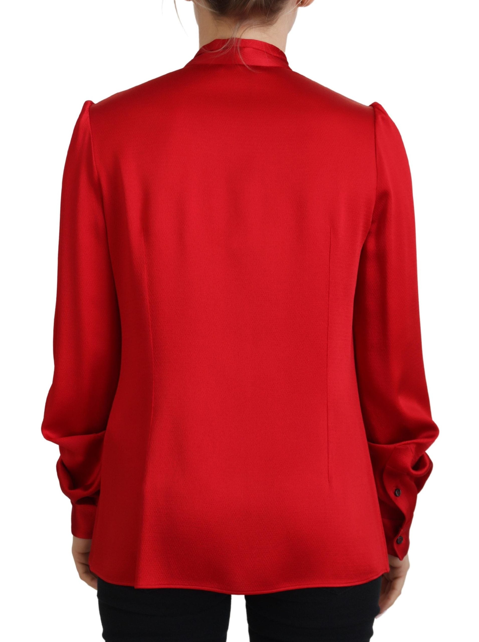 Dolce &amp; Gabbana Червена блуза с яка и дълги ръкави