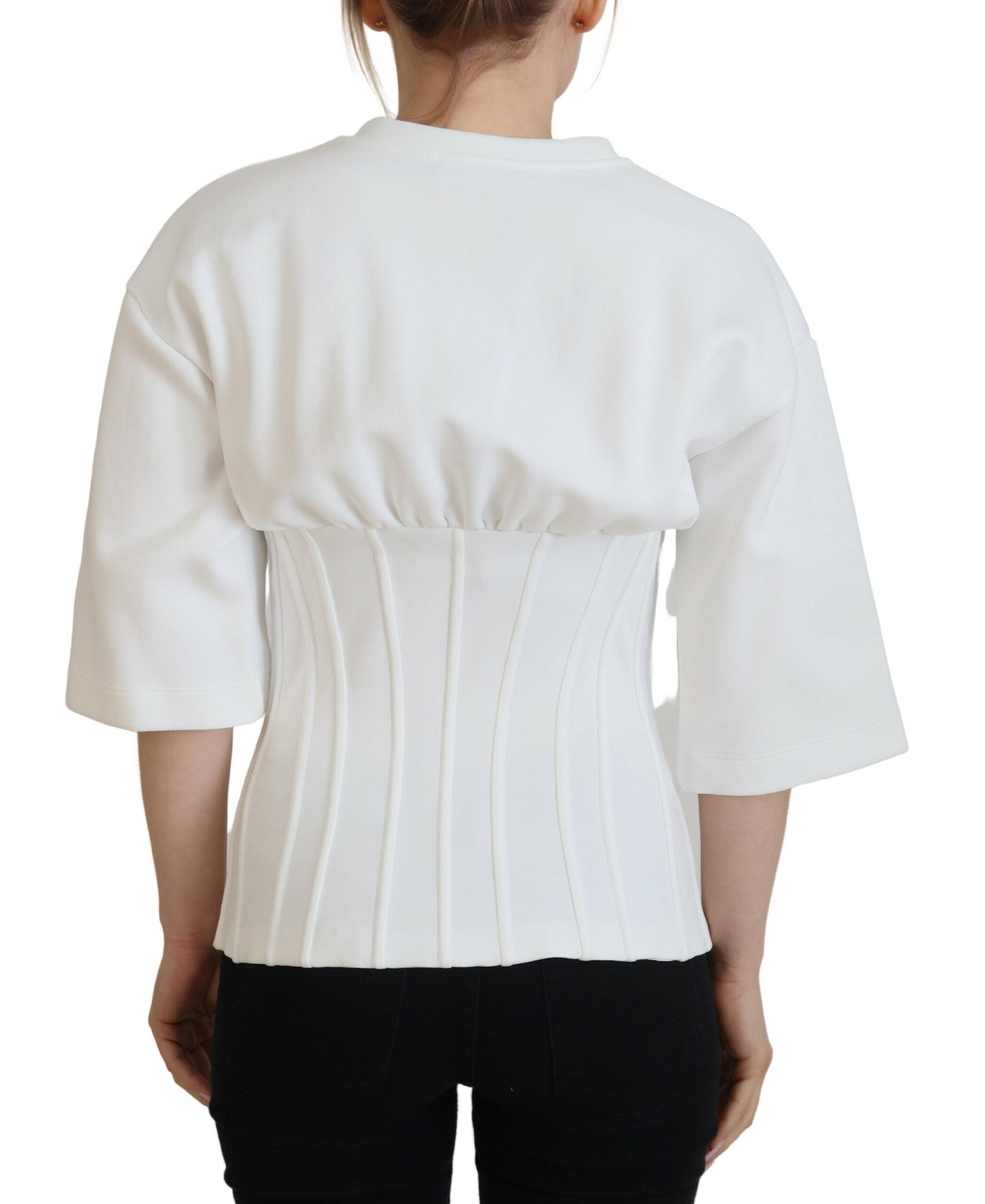 Dolce &amp; Gabbana бяла корсетна тениска от еластичен памук