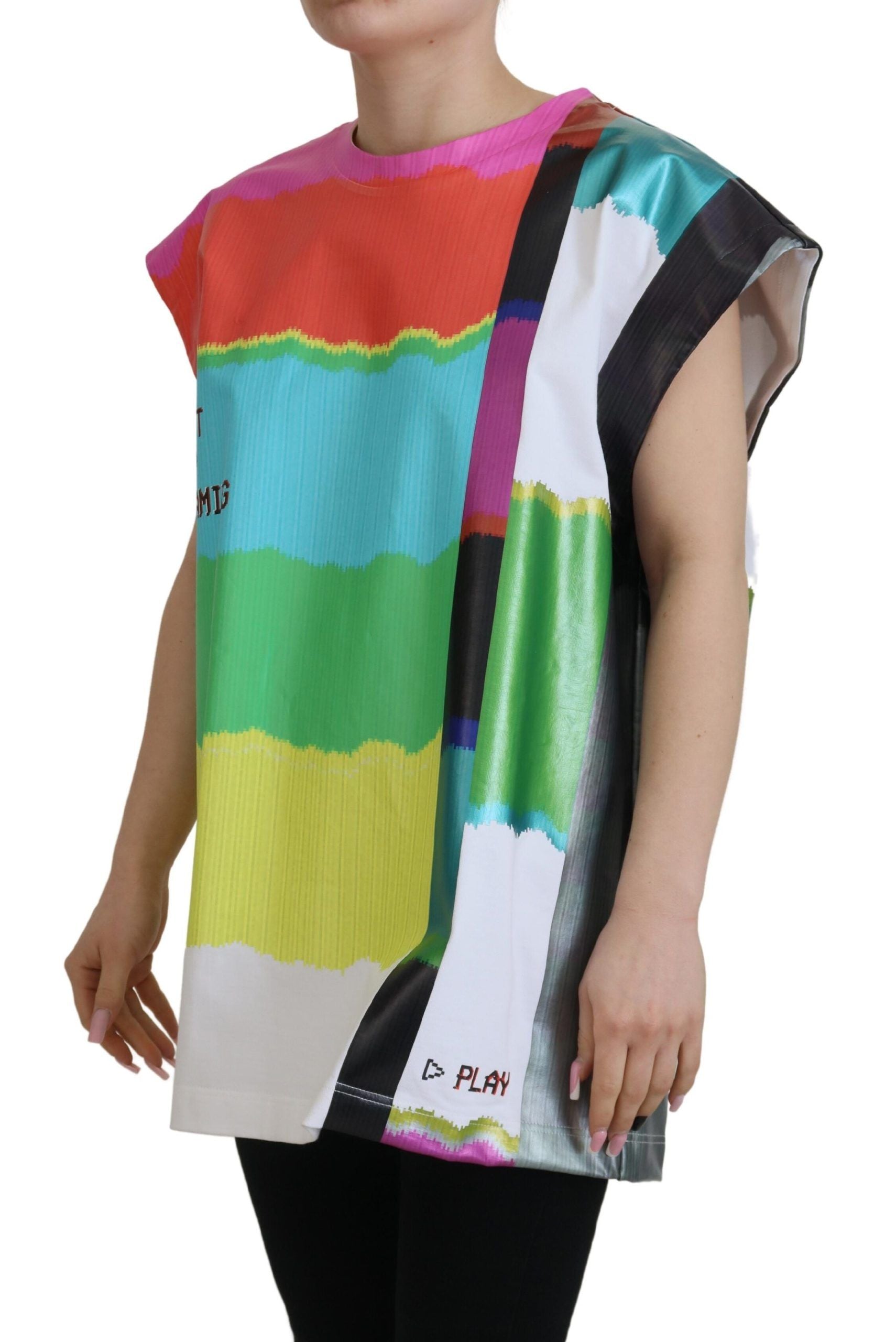 Dolce &amp; Gabbana Многоцветна блуза с телевизионен принт Памучна тениска