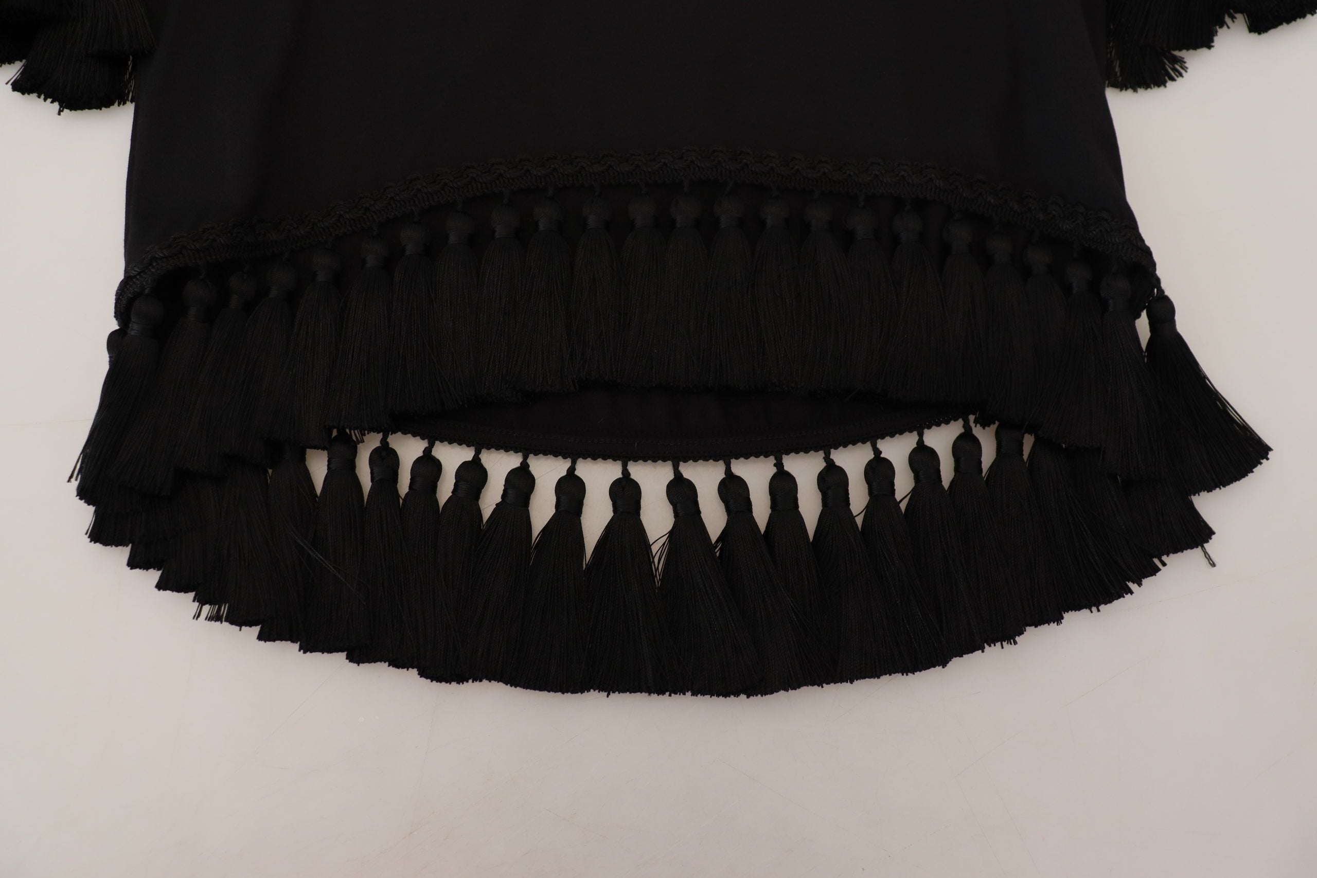 Dolce &amp; Gabbana Черна тениска Блуза Памучна блуза Tassle