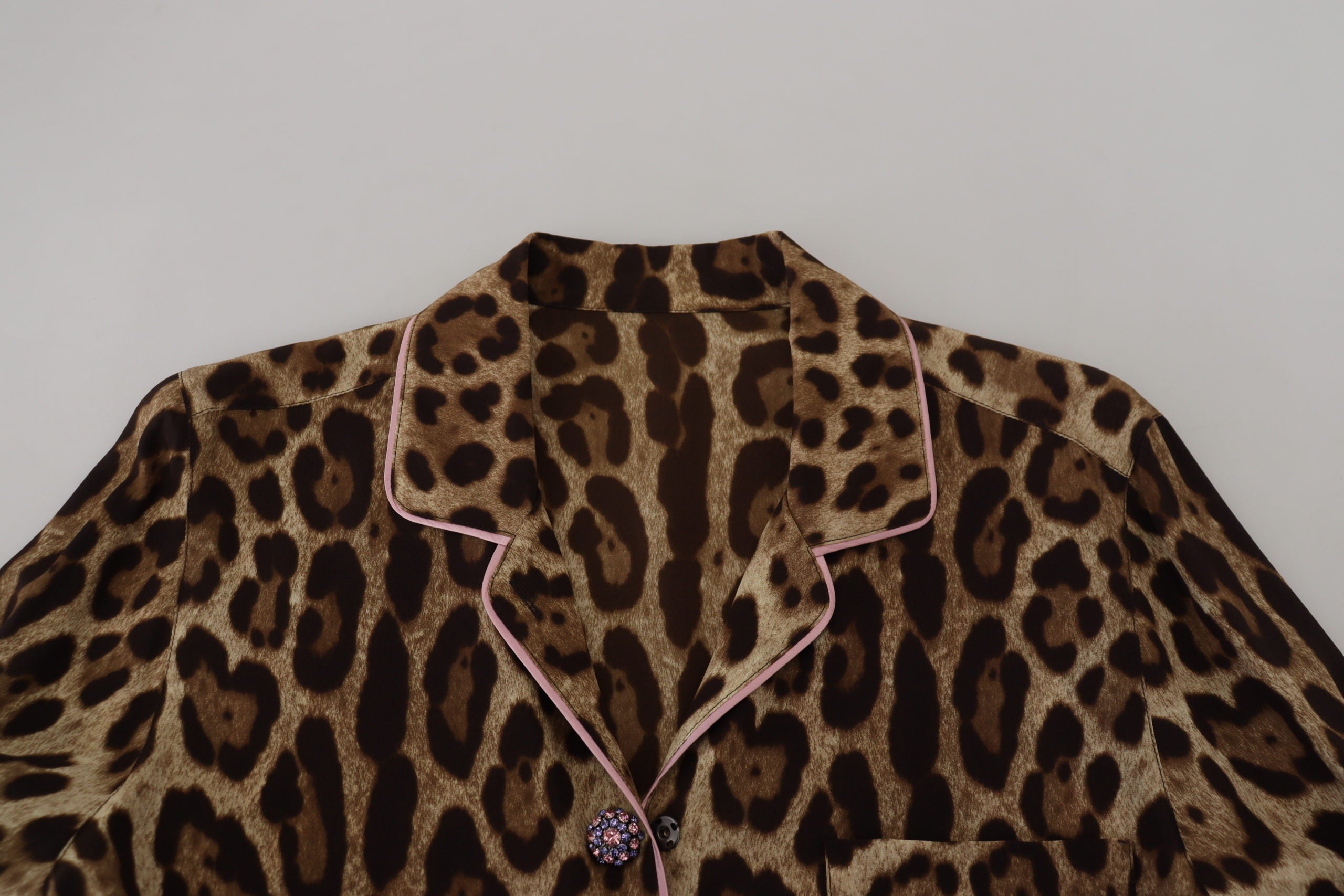 Dolce &amp; Gabbana Блуза с кафяв леопардов принт с дълги ръкави