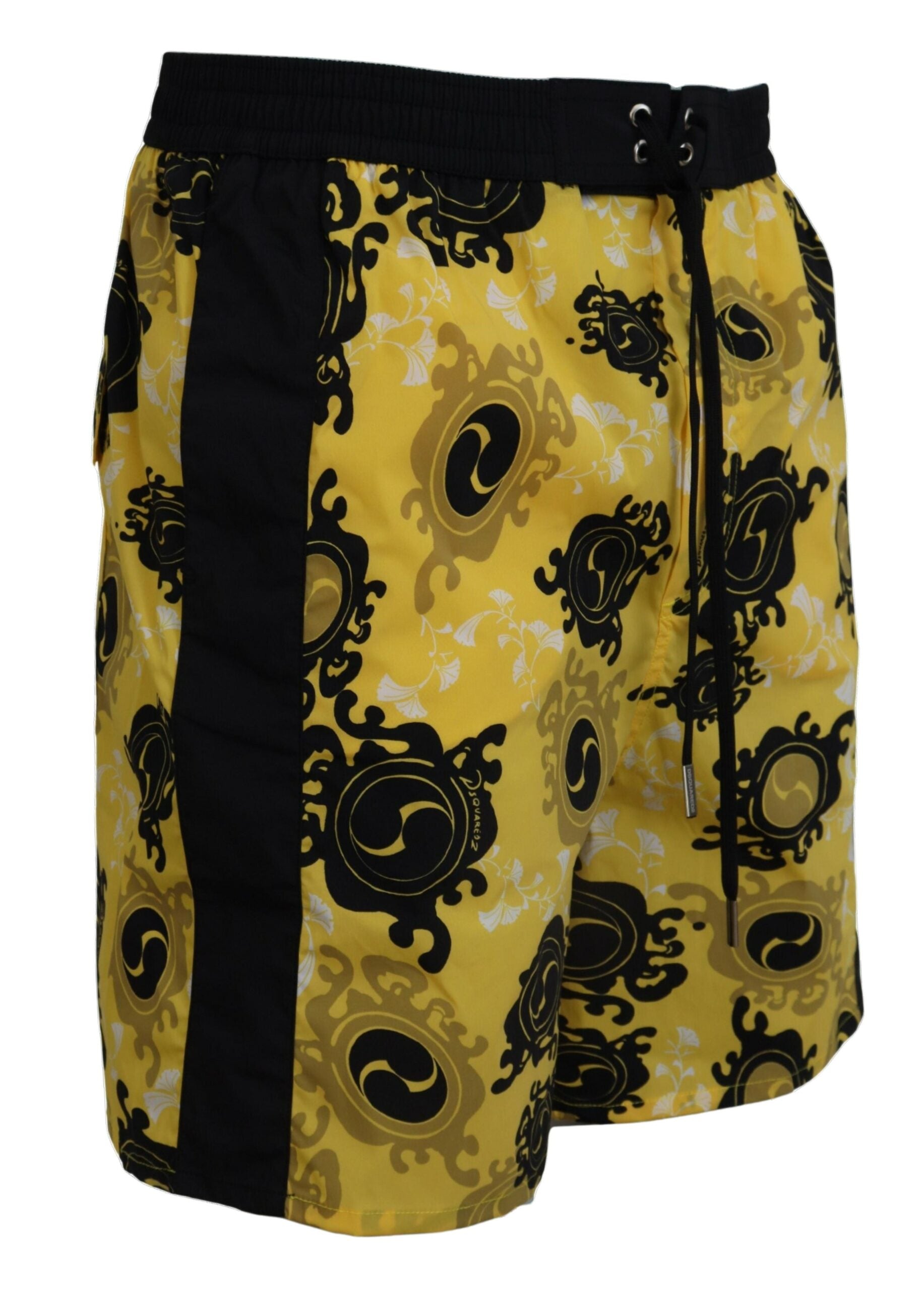 Dsquared² Жълти черни щампи Мъжки плажни шорти Бански костюми