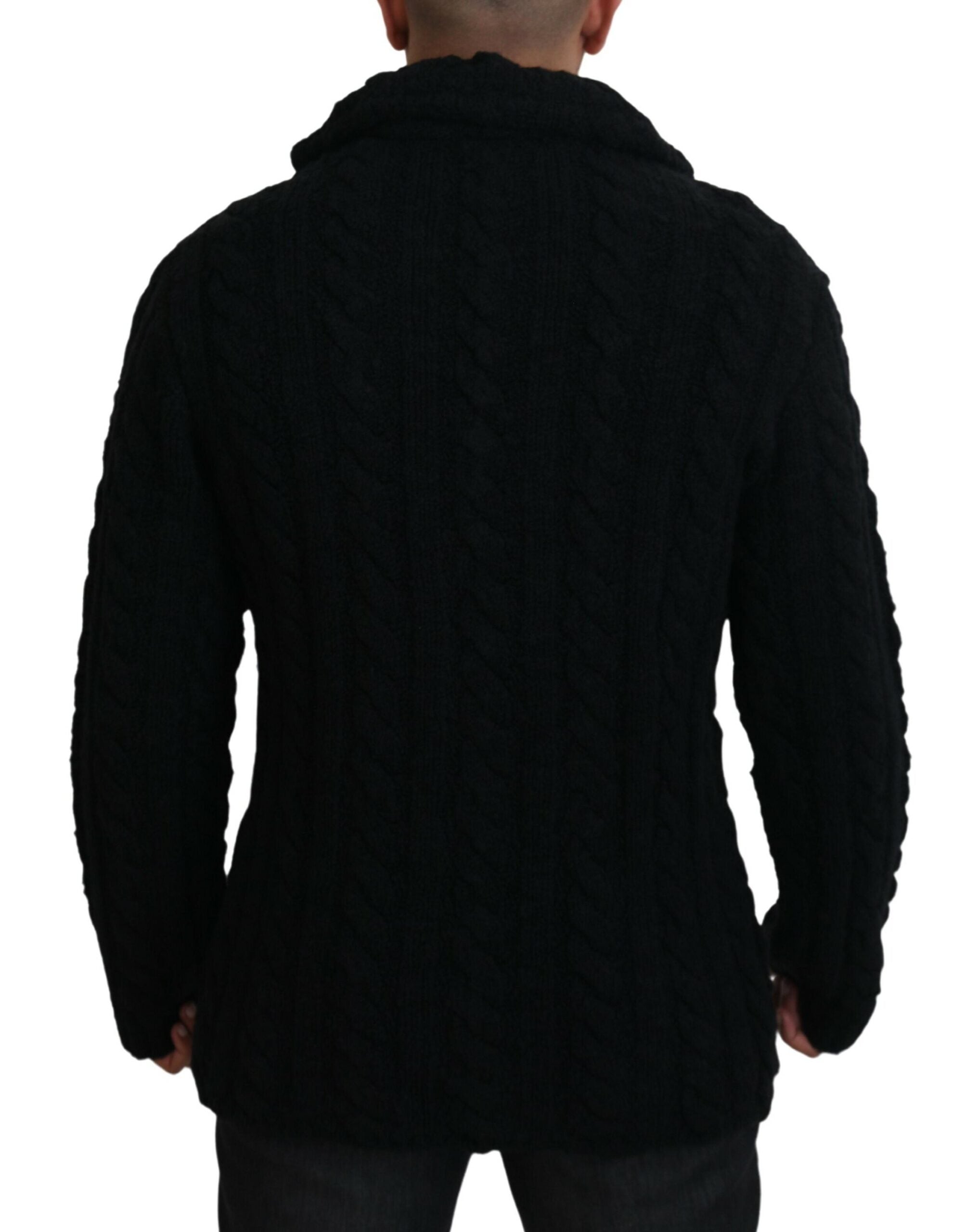 Dolce & Gabbana Elegant Black Wool-Cashmere Cardigan Sweater