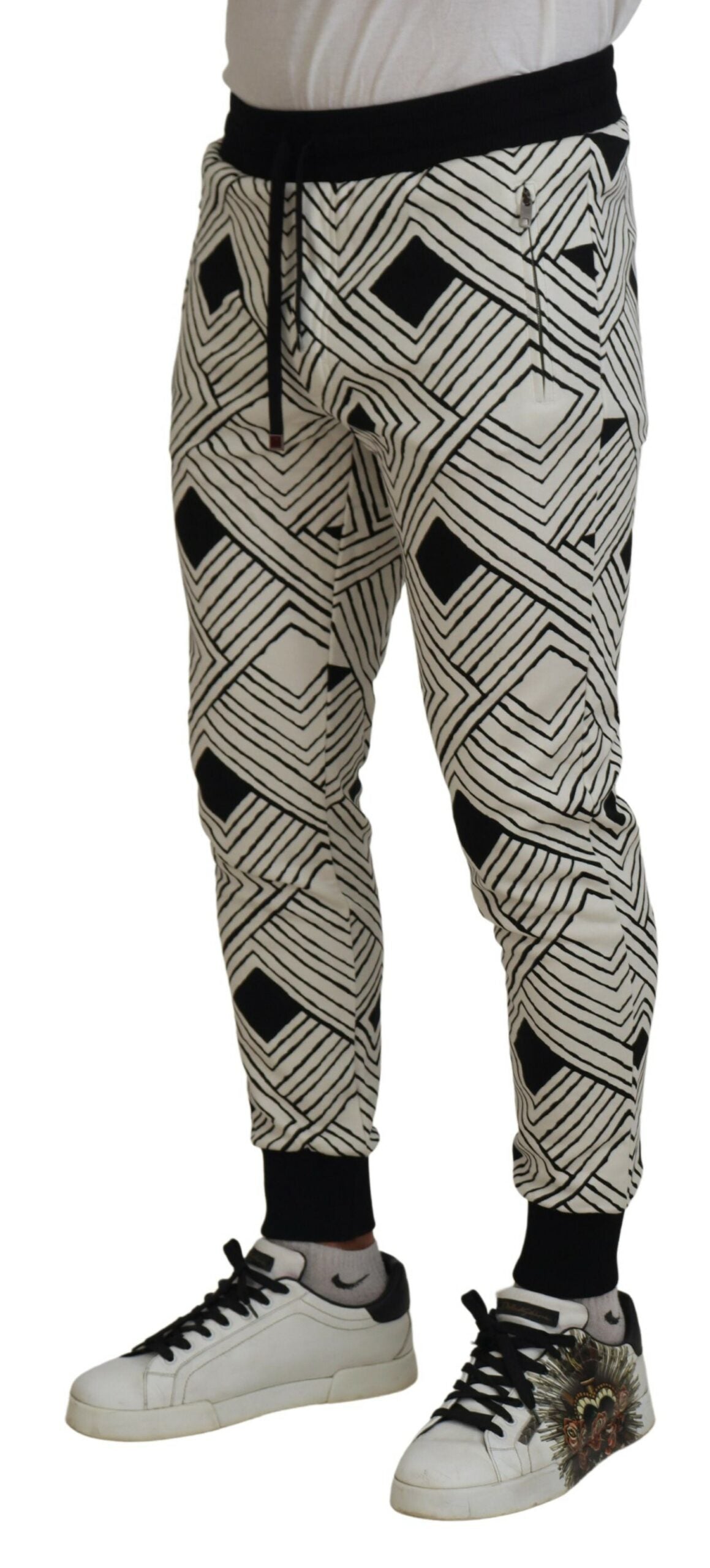 Dolce &amp; Gabbana Черно-бели памучни панталони Спортни панталони