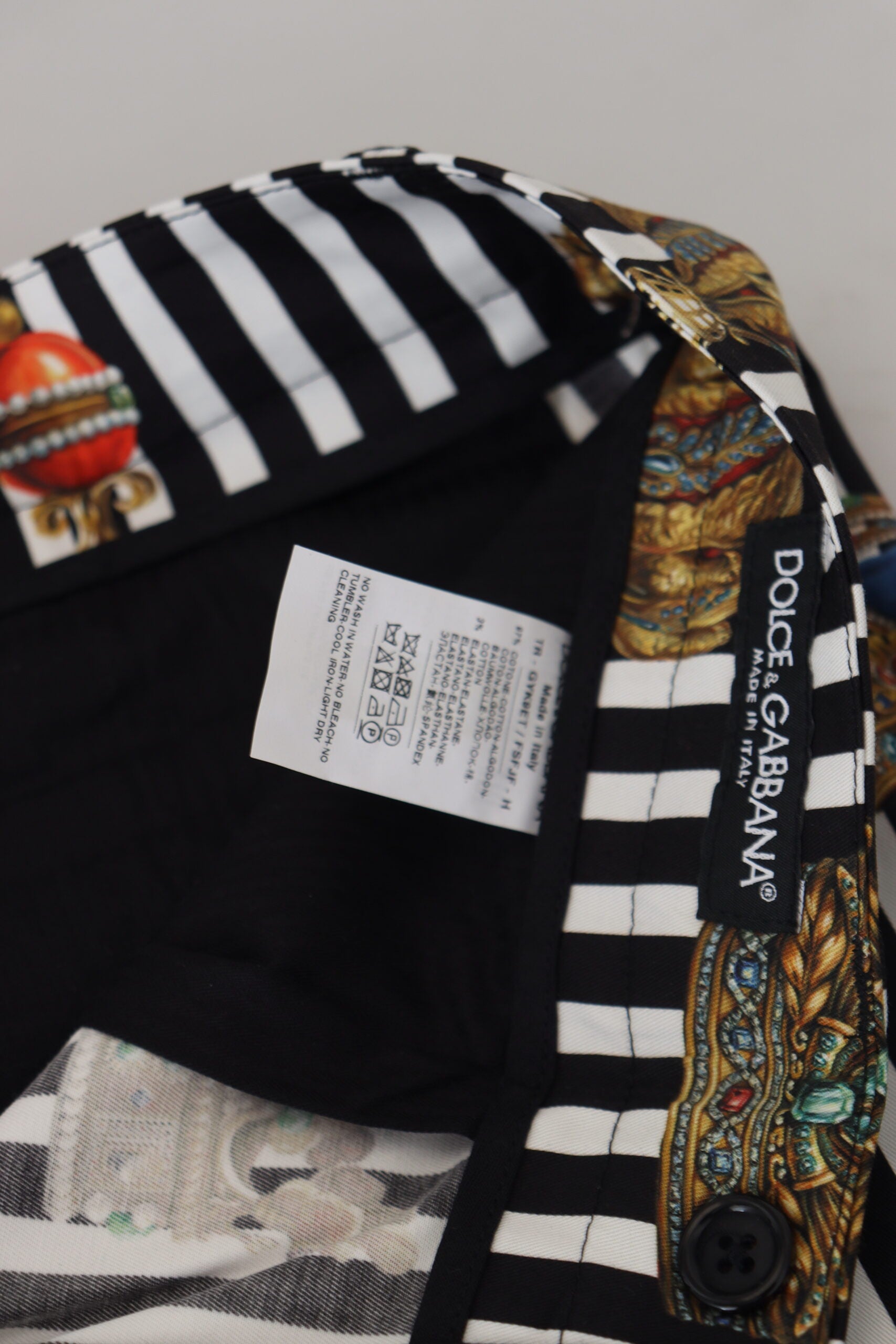 Dolce &amp; Gabbana Бял памучен еластичен панталон с корона