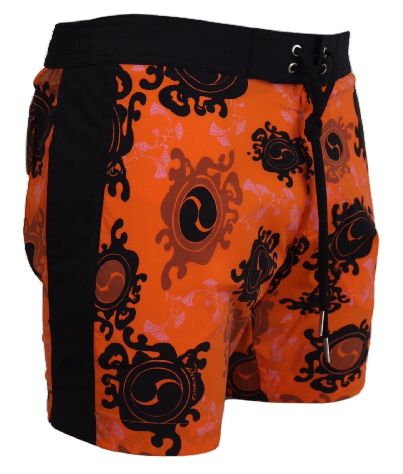 Dsquared² Оранжеви черни щампи Мъжки плажни шорти Бански костюми