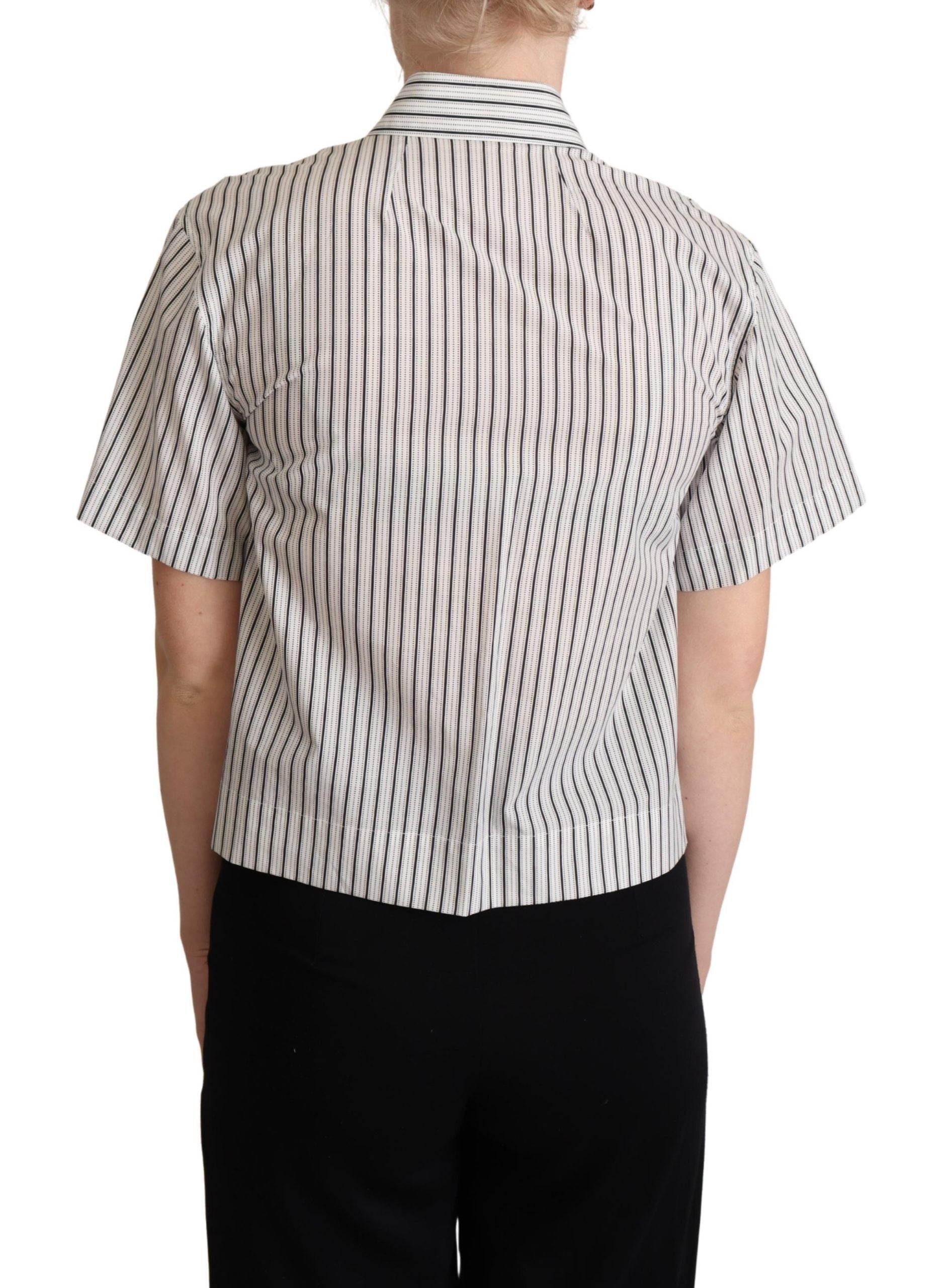 Dolce & Gabbana Chic Monochrome Striped Polo Shirt