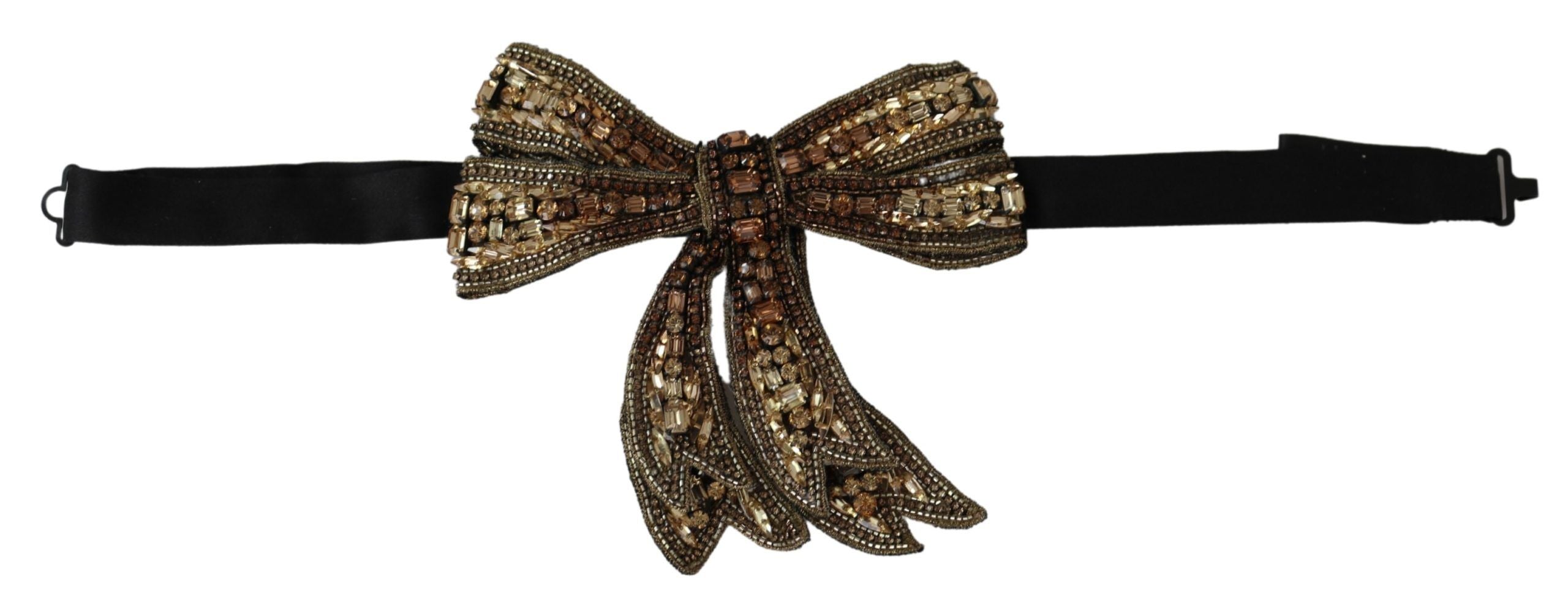 Дамска папийонка Dolce &amp; Gabbana, украсена с копринени кристали в златист цвят