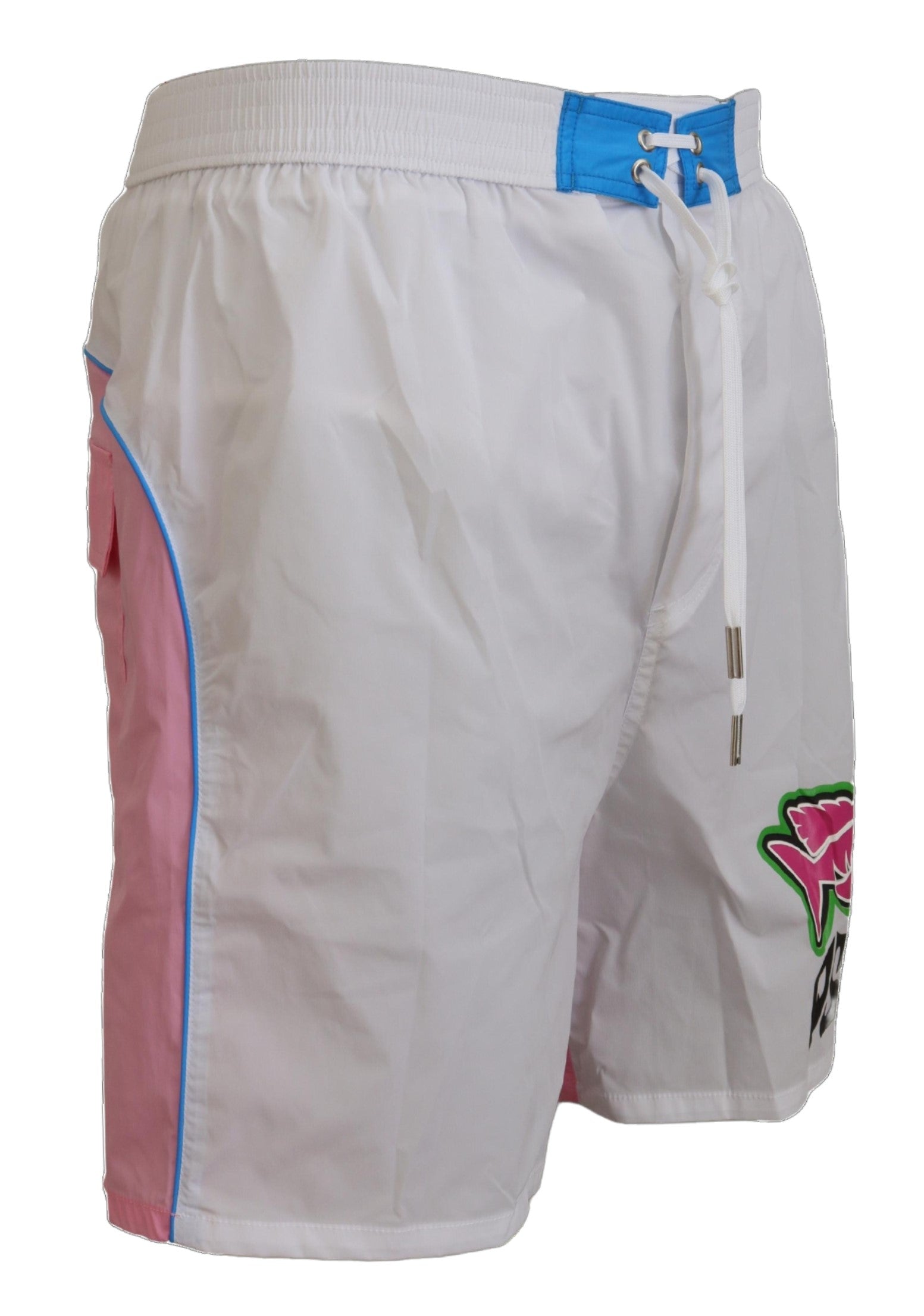 Dsquared² Бяло розово лого с принт Мъжки плажни шорти Бански костюми