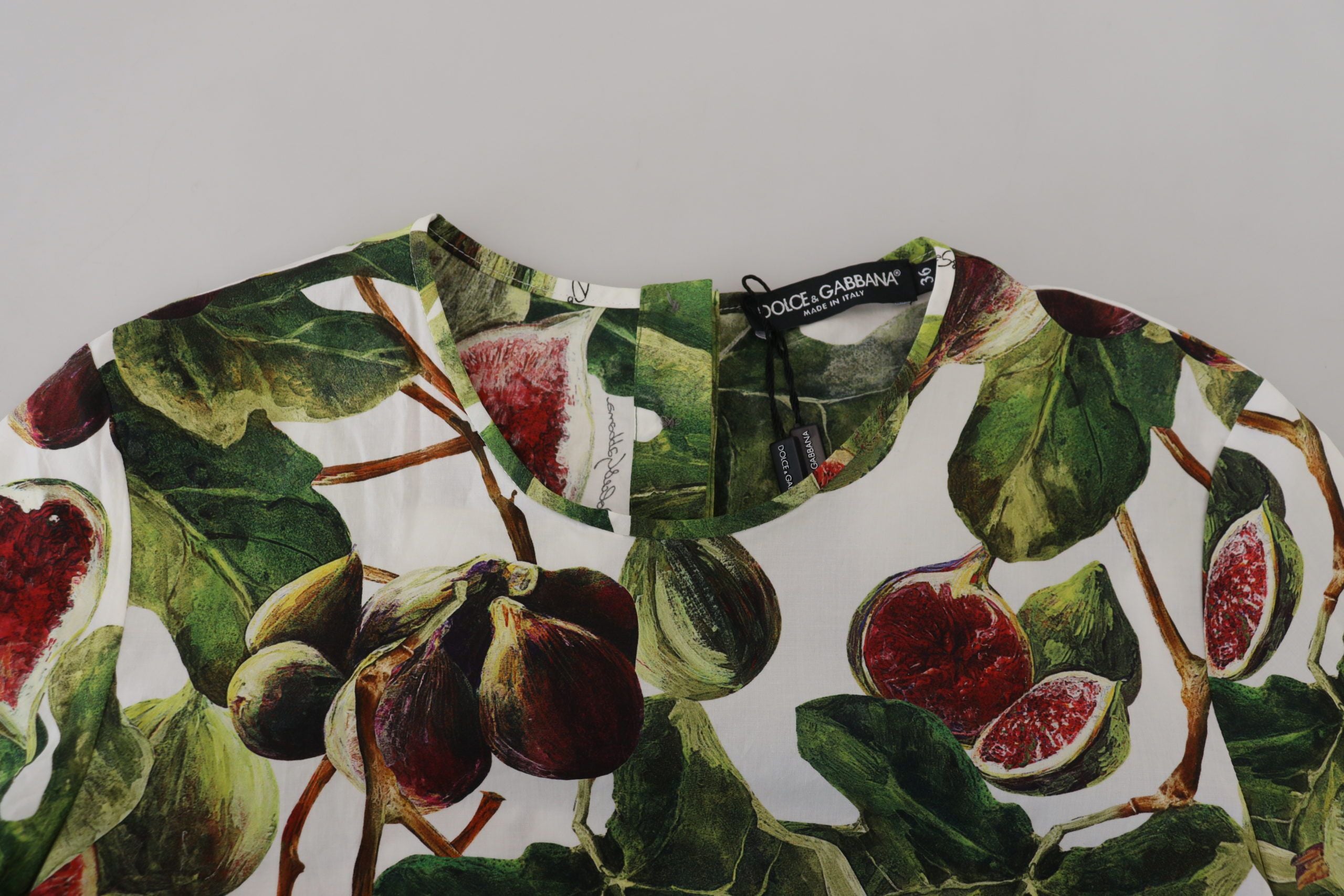 Dolce & Gabbana Chic Multicolor Fig Print Cotton Top