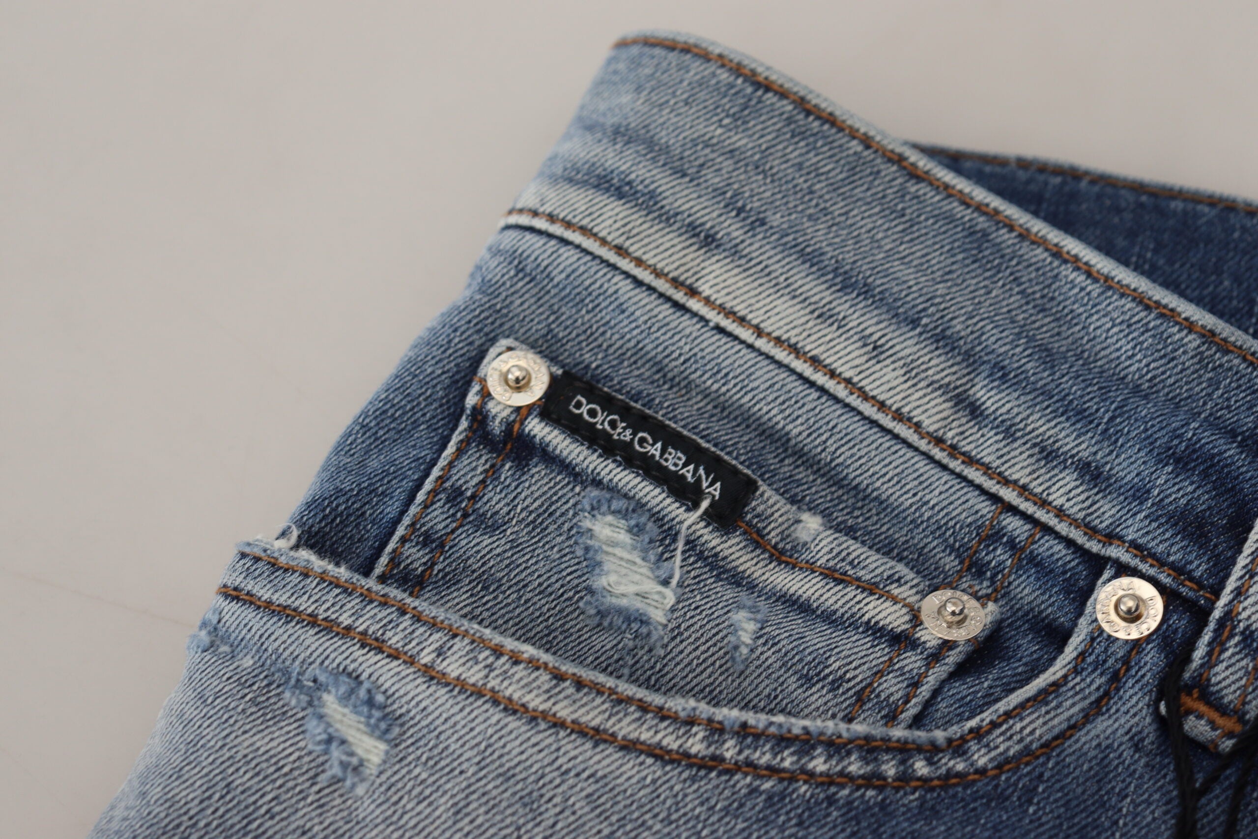 Тесни памучни дънки Dolce &amp; Gabbana Blue Wash