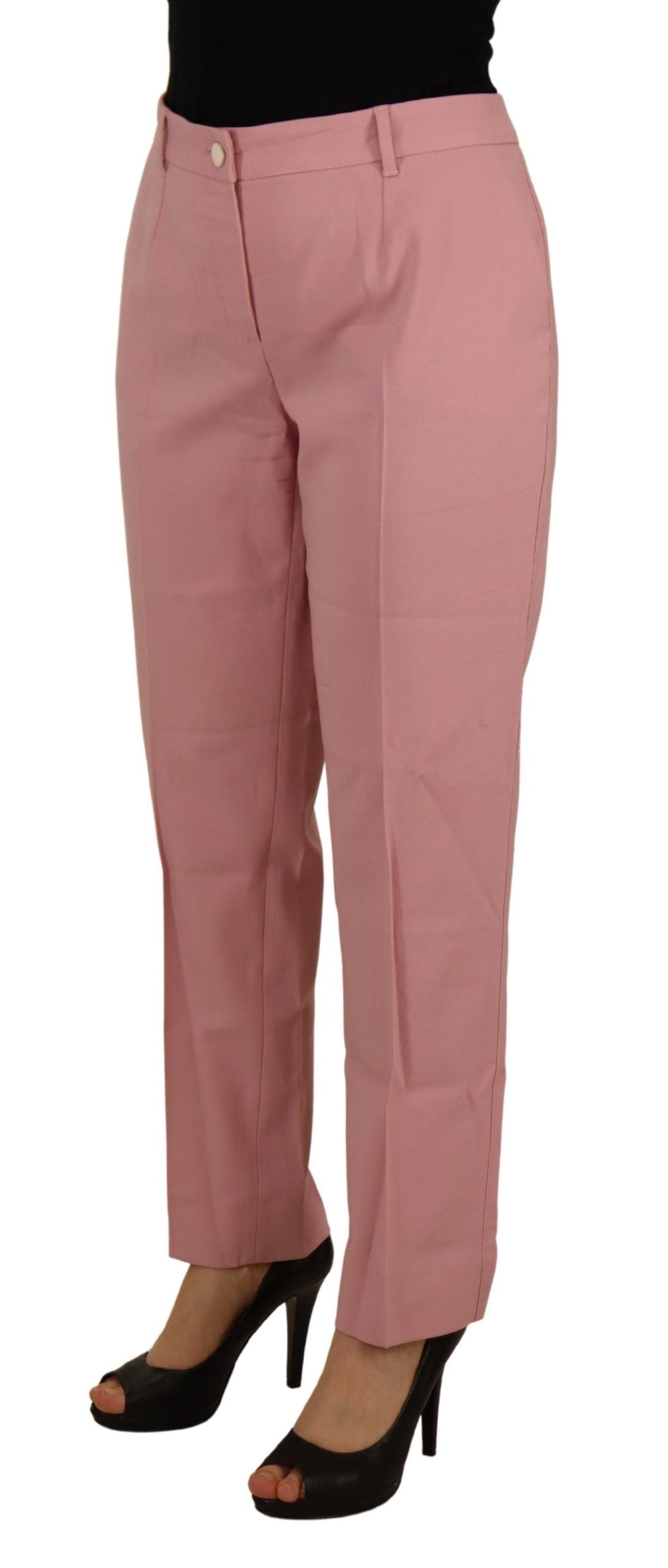 Dolce & Gabbana Chic MidWaist Virgin Wool Pink Pants