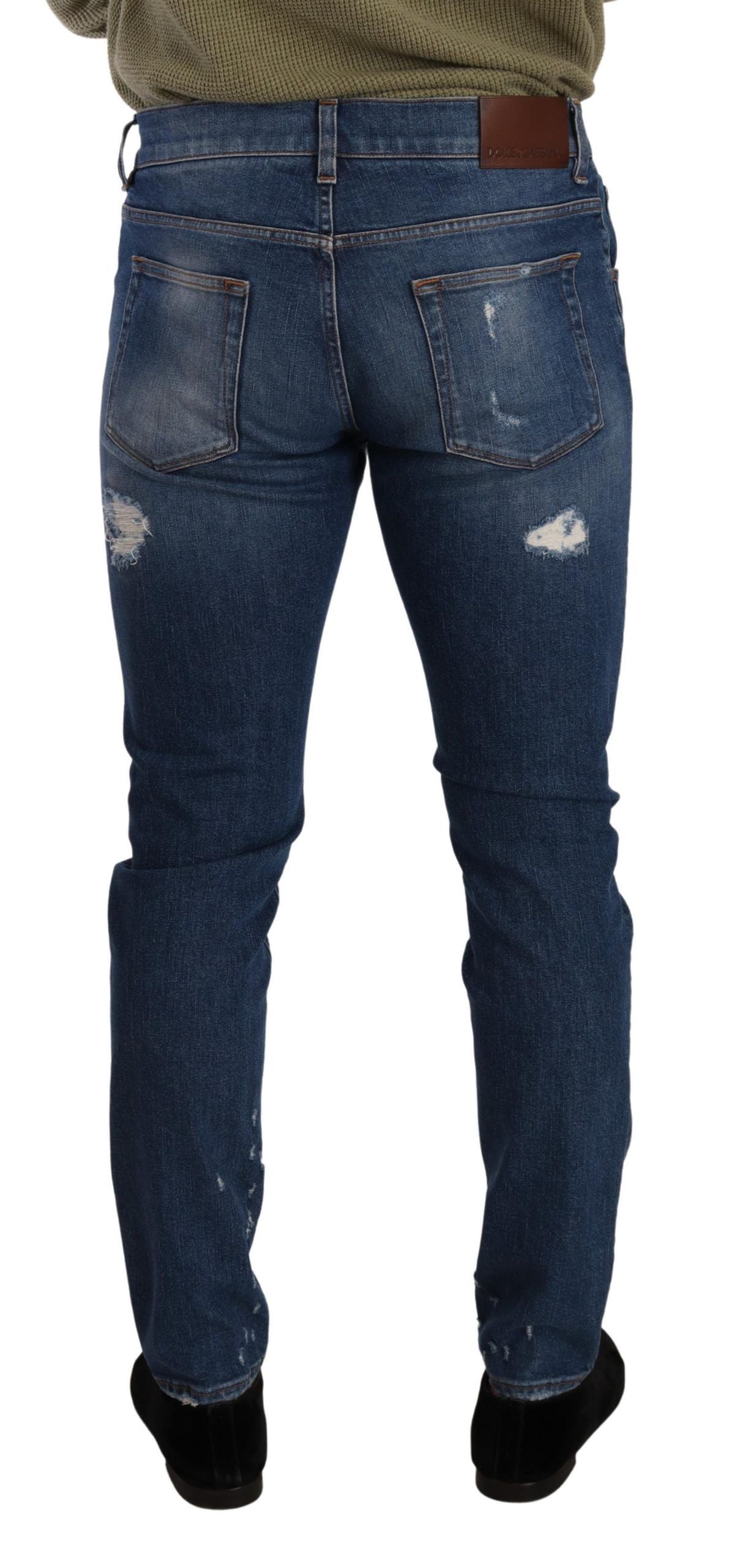 Dolce & Gabbana Elegant Distressed Slim Fit Denim Jeans